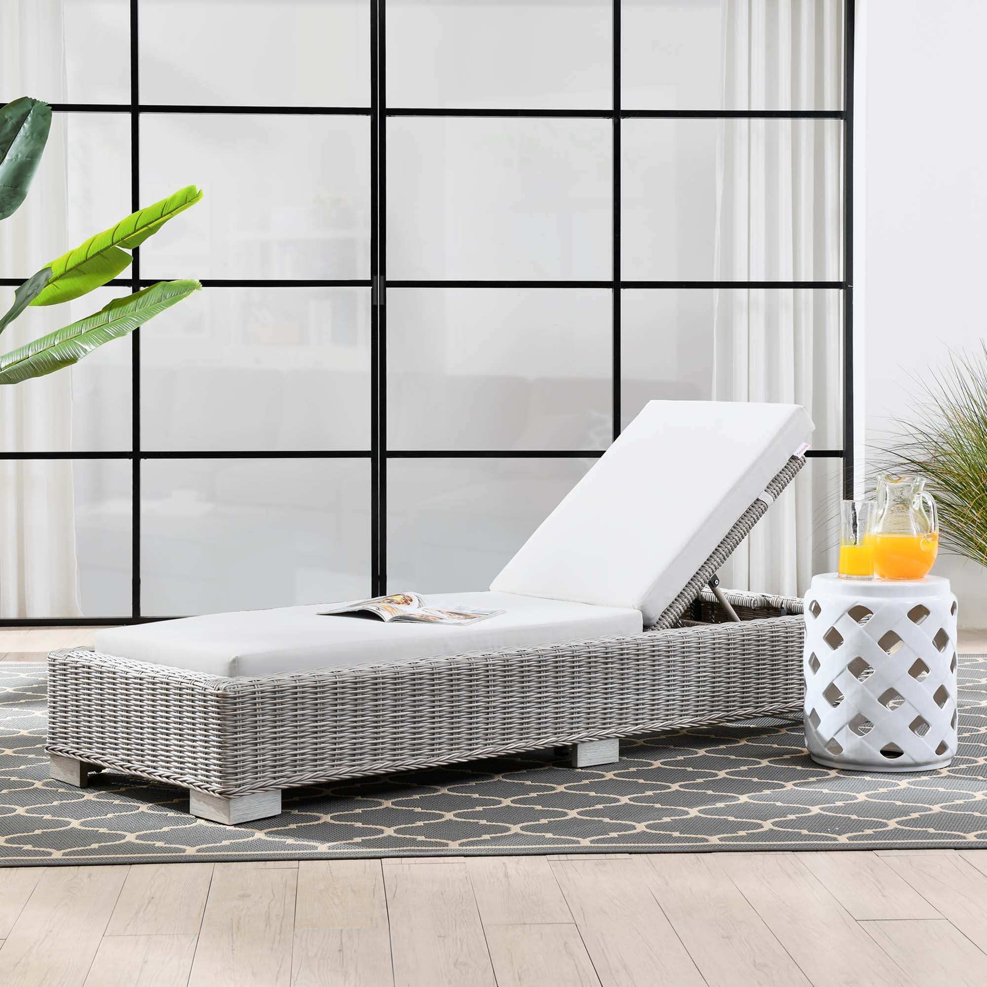 Conway Outdoor Patio Wicker Rattan Chaise Lounge by Modway - Best Buy Furniture