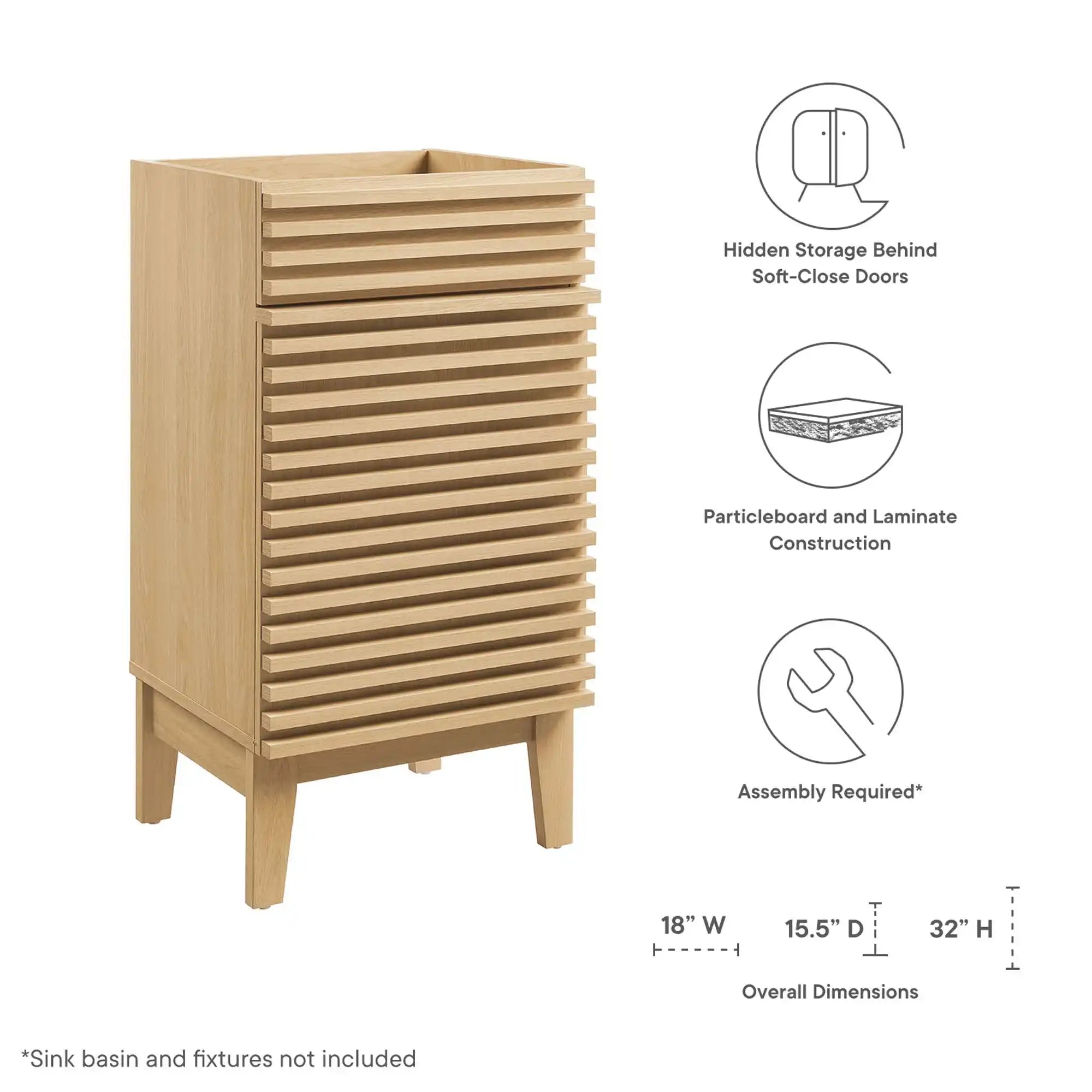Render 18" Bathroom Vanity Cabinet (Sink Basin Not Included) by Modway - Best Buy Furniture
