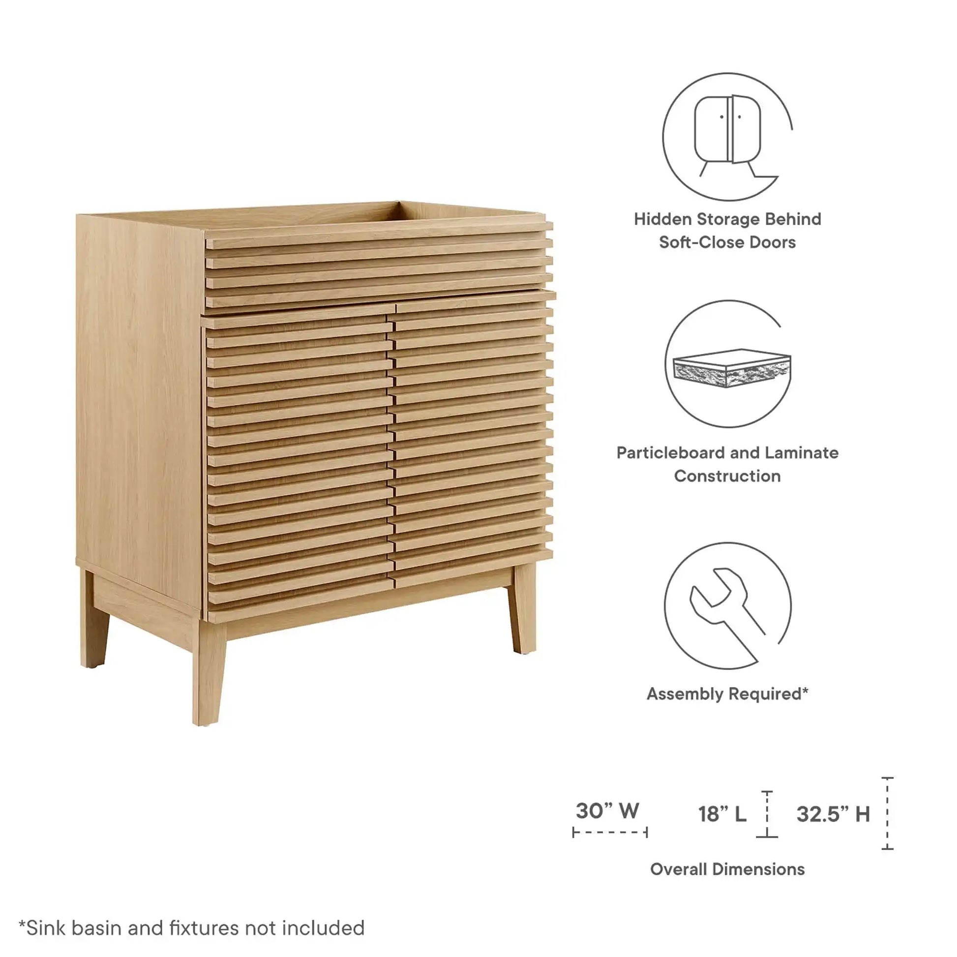 Render 30" Bathroom Vanity Cabinet (Sink Basin Not Included) by Modway - Best Buy Furniture
