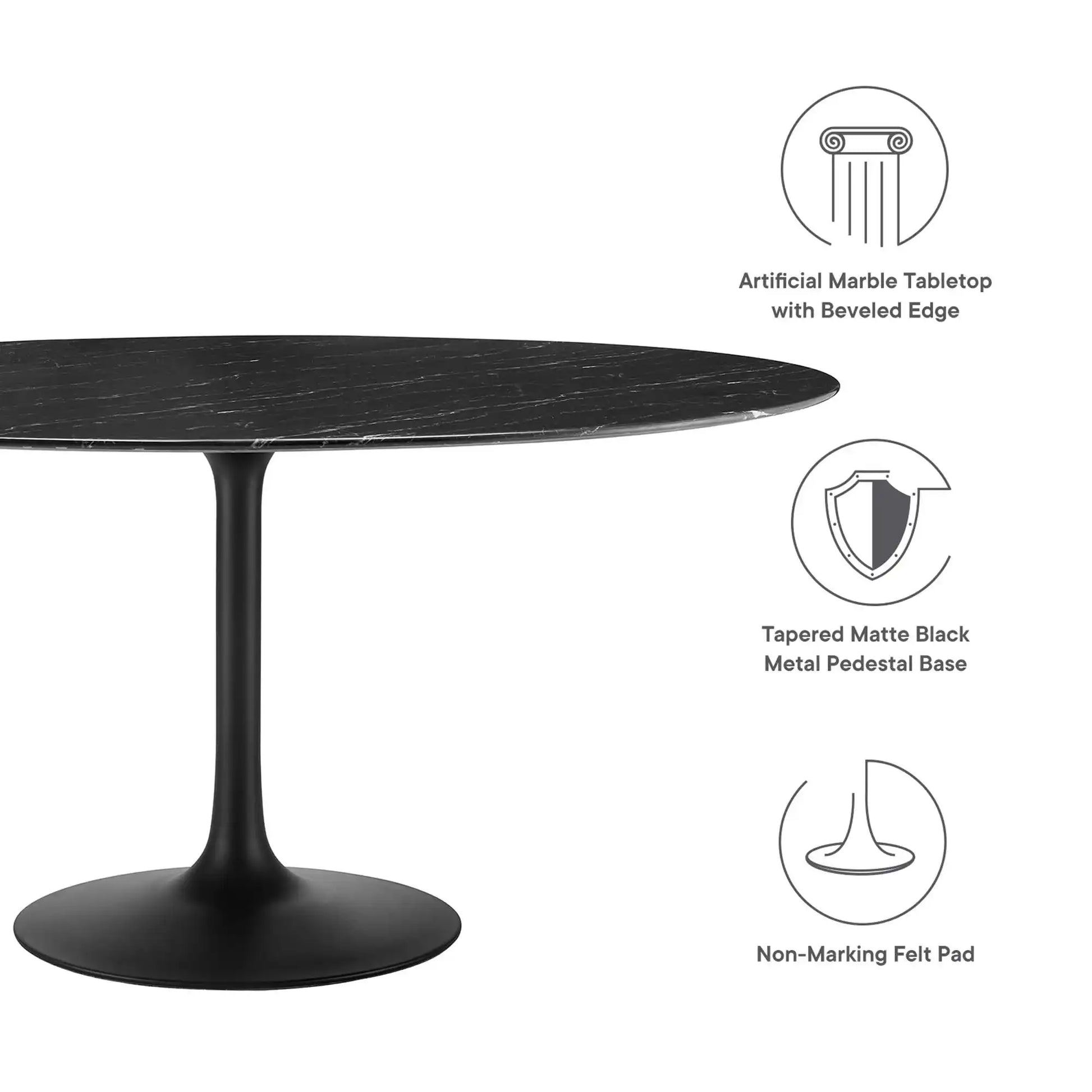 Lippa 60" Round Faux Marble Dining Table by Modway - Best Buy Furniture