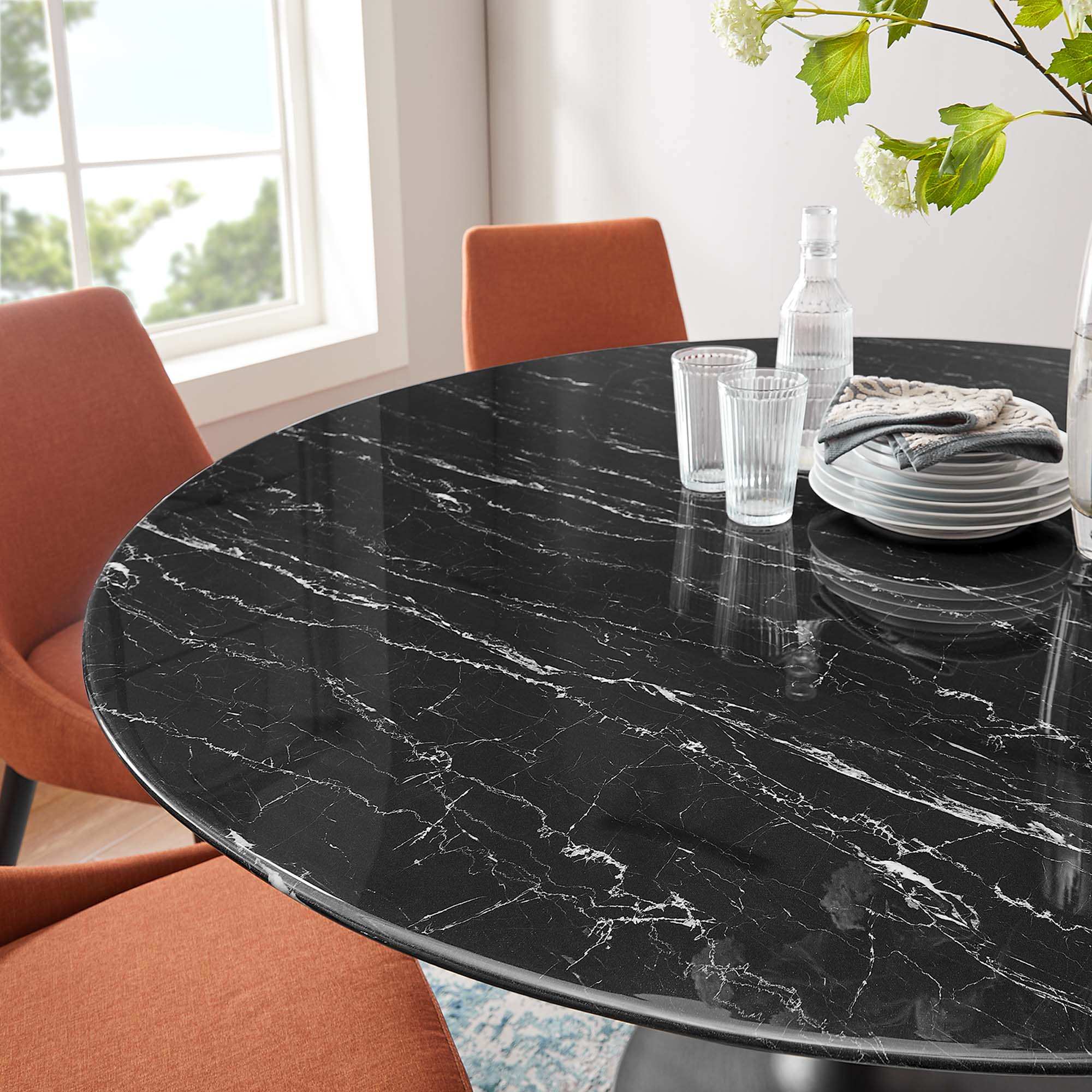 Lippa 60" Round Faux Marble Dining Table by Modway - Best Buy Furniture
