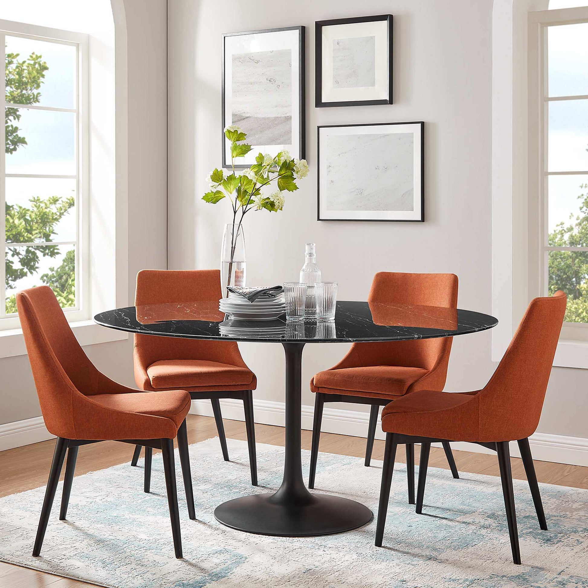 Lippa 60" Round Faux Marble Dining Table by Modway - Best Buy Furniture