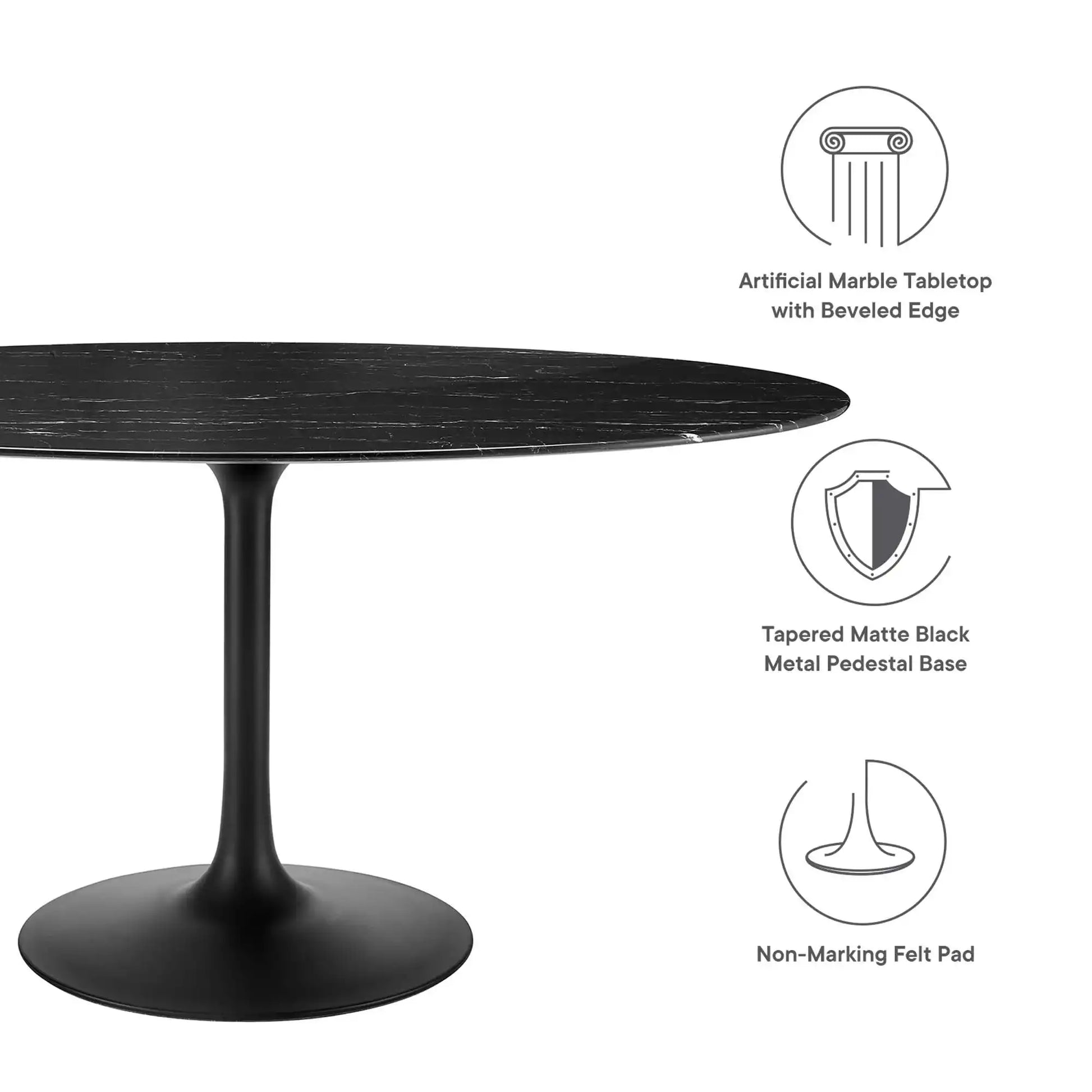 Lippa 60" Oval Faux Marble Dining Table by Modway - Best Buy Furniture