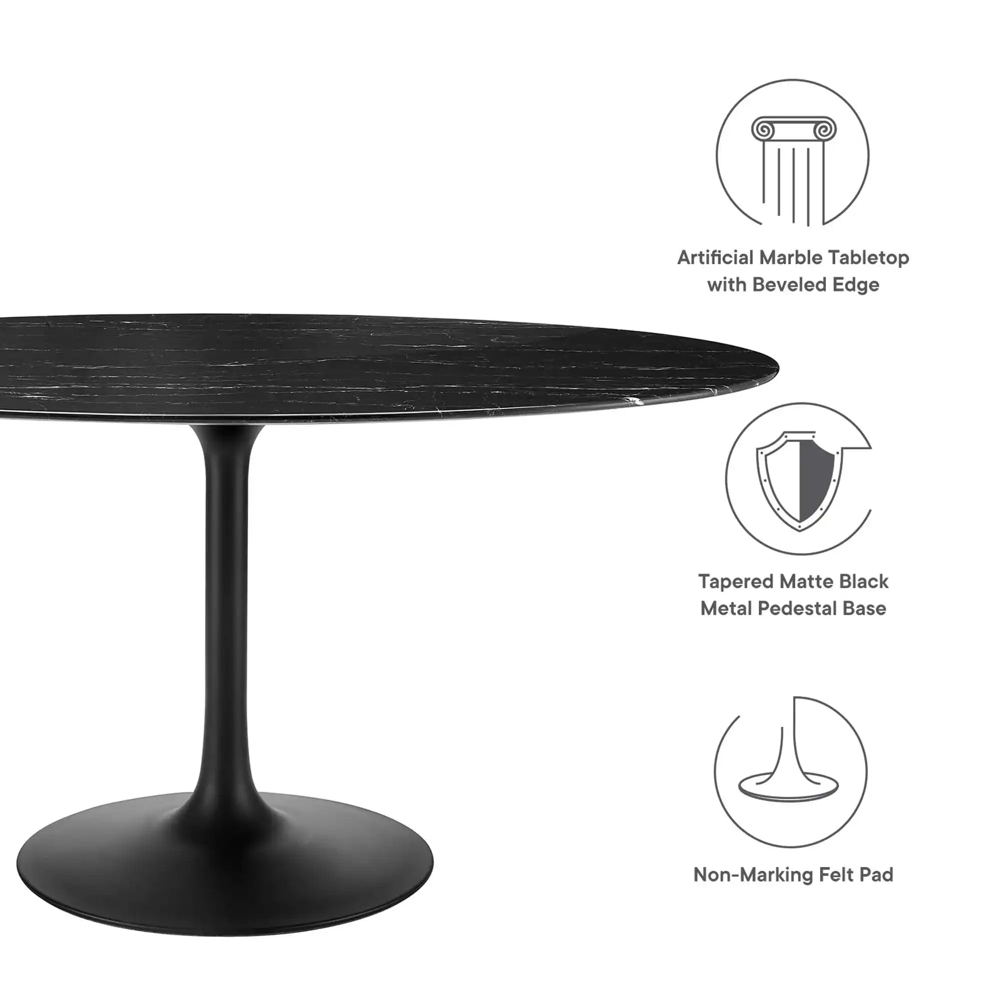 Lippa 60" Oval Faux Marble Dining Table by Modway - Best Buy Furniture