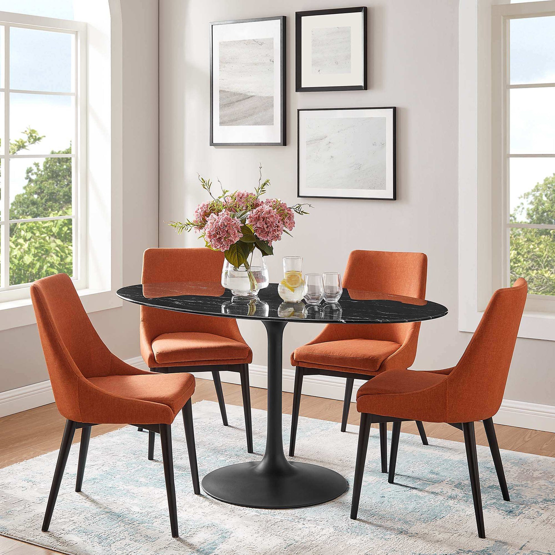 Lippa 60" Oval Faux Marble Dining Table by Modway - Best Buy Furniture