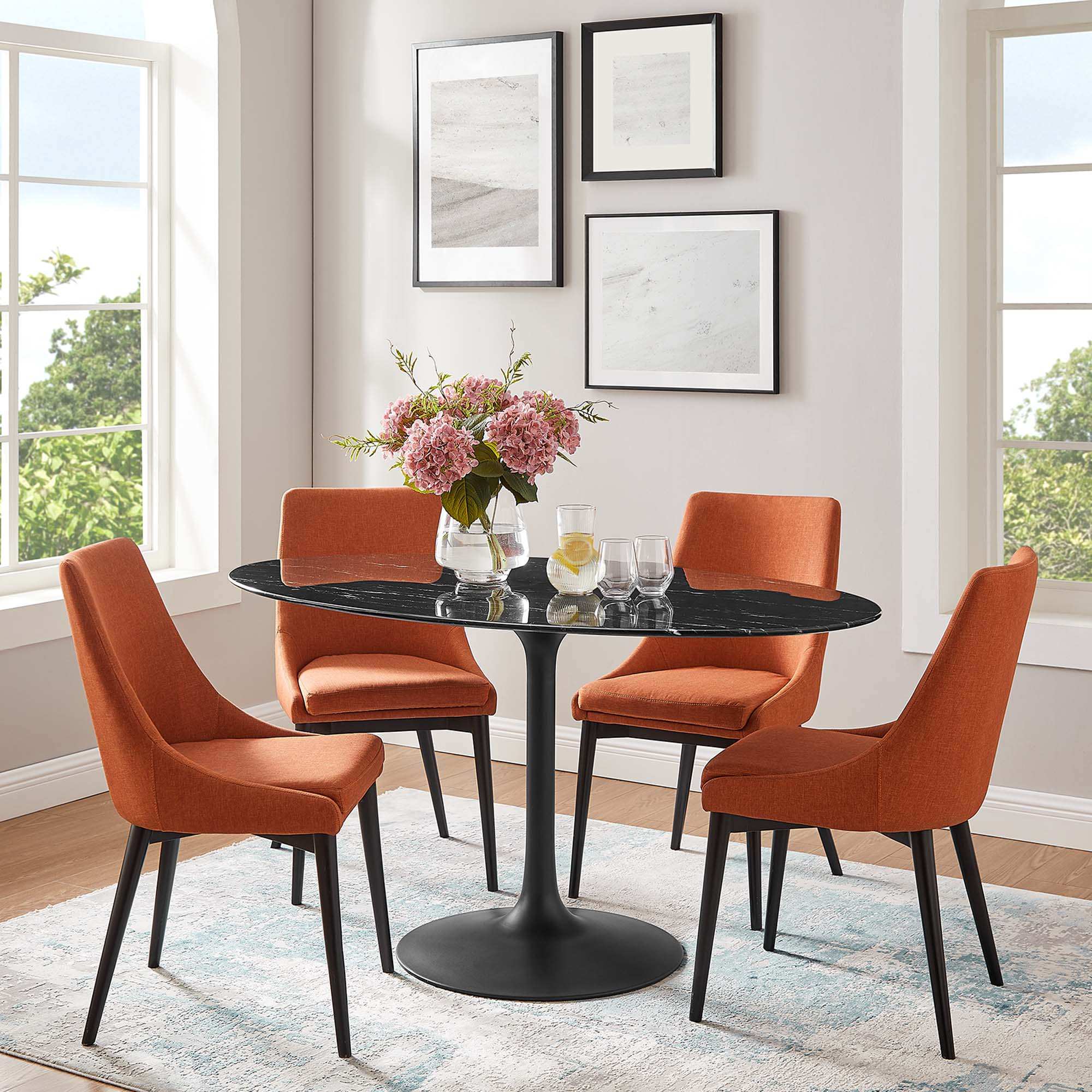 Lippa 60" Oval Faux Marble Dining Table by Modway - Best Buy Furniture