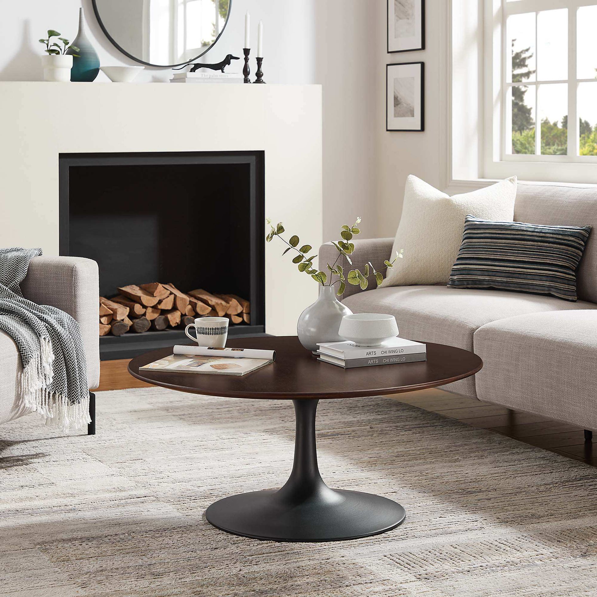 Lippa 36" Round Wood Coffee Table by Modway - Best Buy Furniture