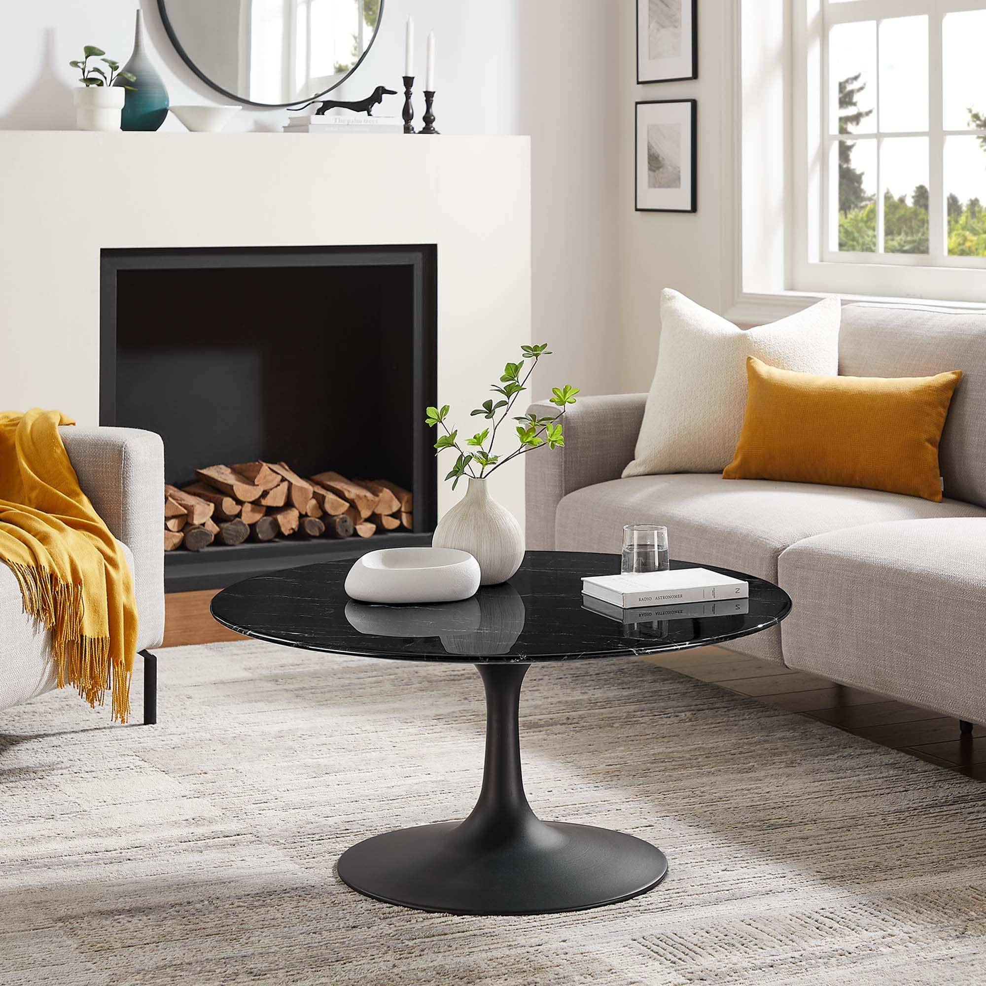 Lippa 36" Round Faux Marble Coffee Table by Modway - Best Buy Furniture