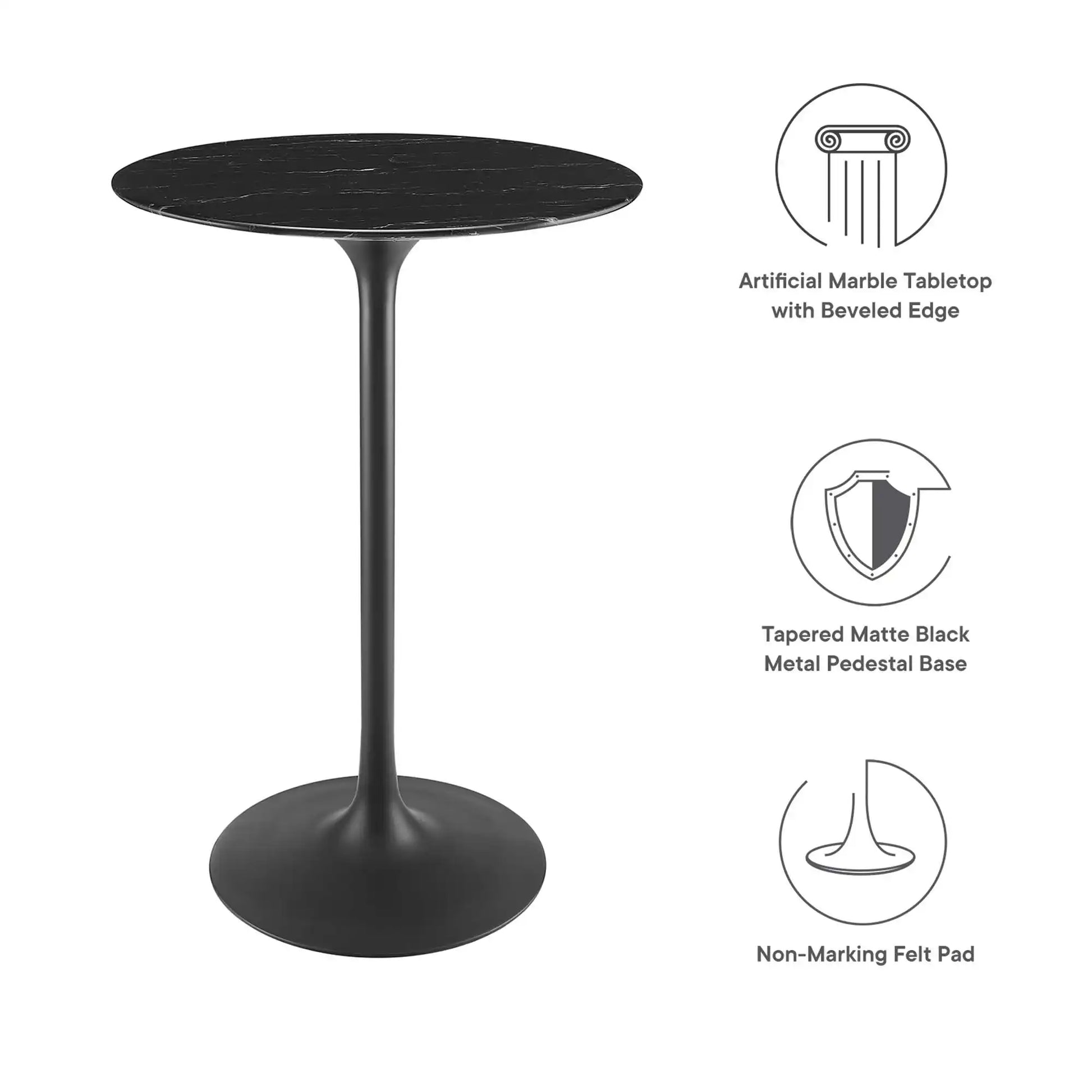 Lippa 28" Round Faux Marble Bar Table by Modway - Best Buy Furniture
