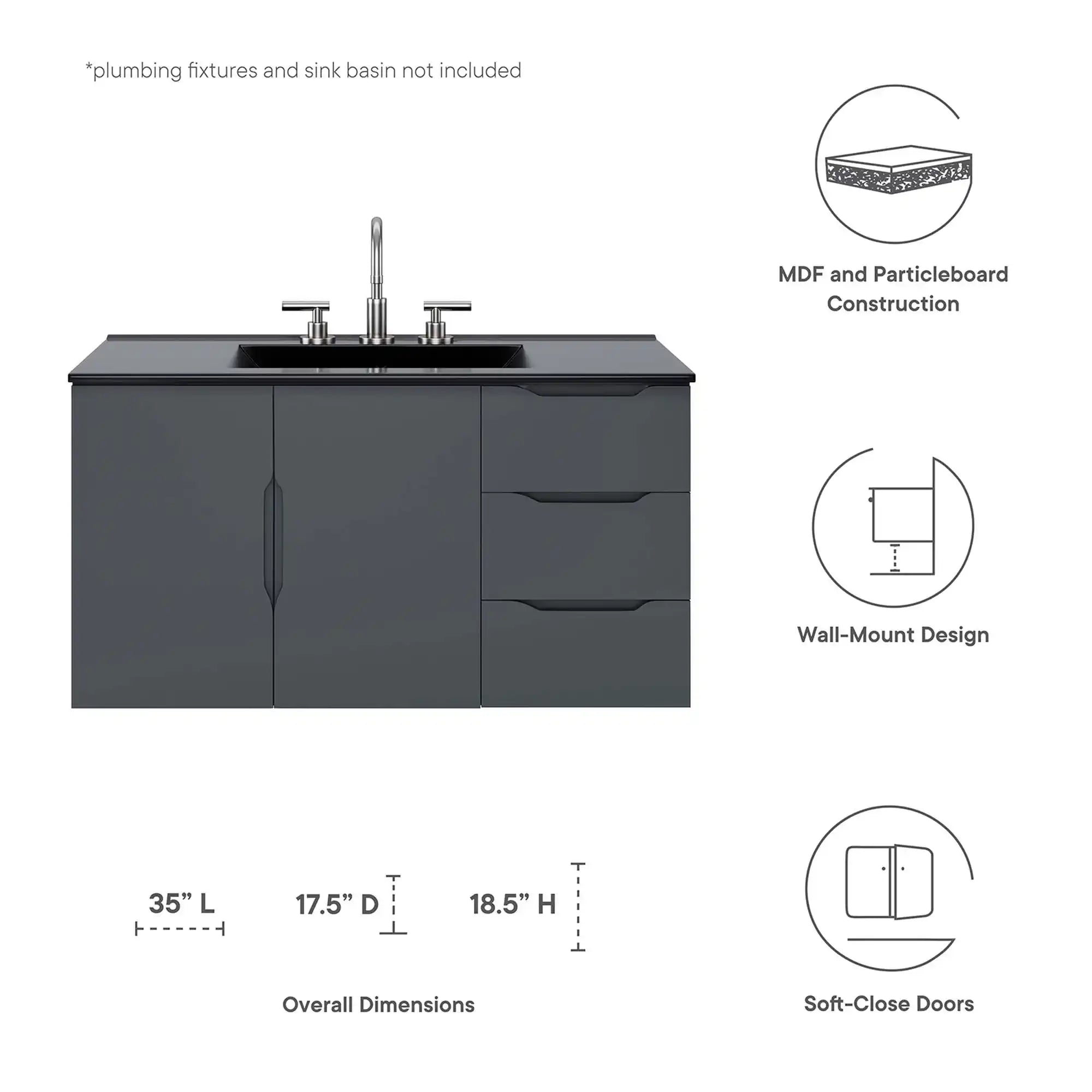 Vitality 36" Bathroom Vanity Cabinet (Sink Basin Not Included) by Modway - Best Buy Furniture