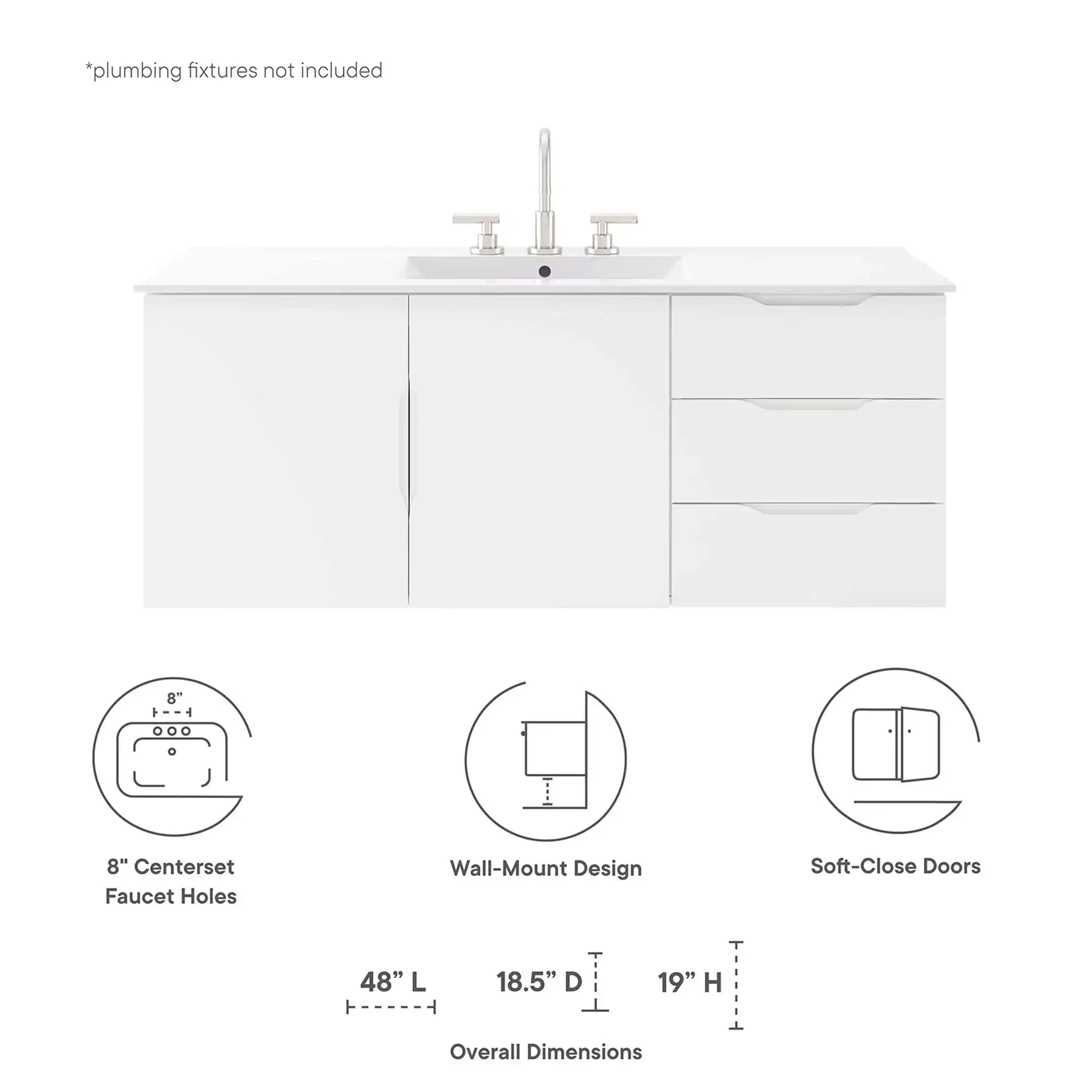 Vitality 48" Double or Single Sink Compatible (Not Included) Bathroom Vanity Cabinet by Modway - Best Buy Furniture