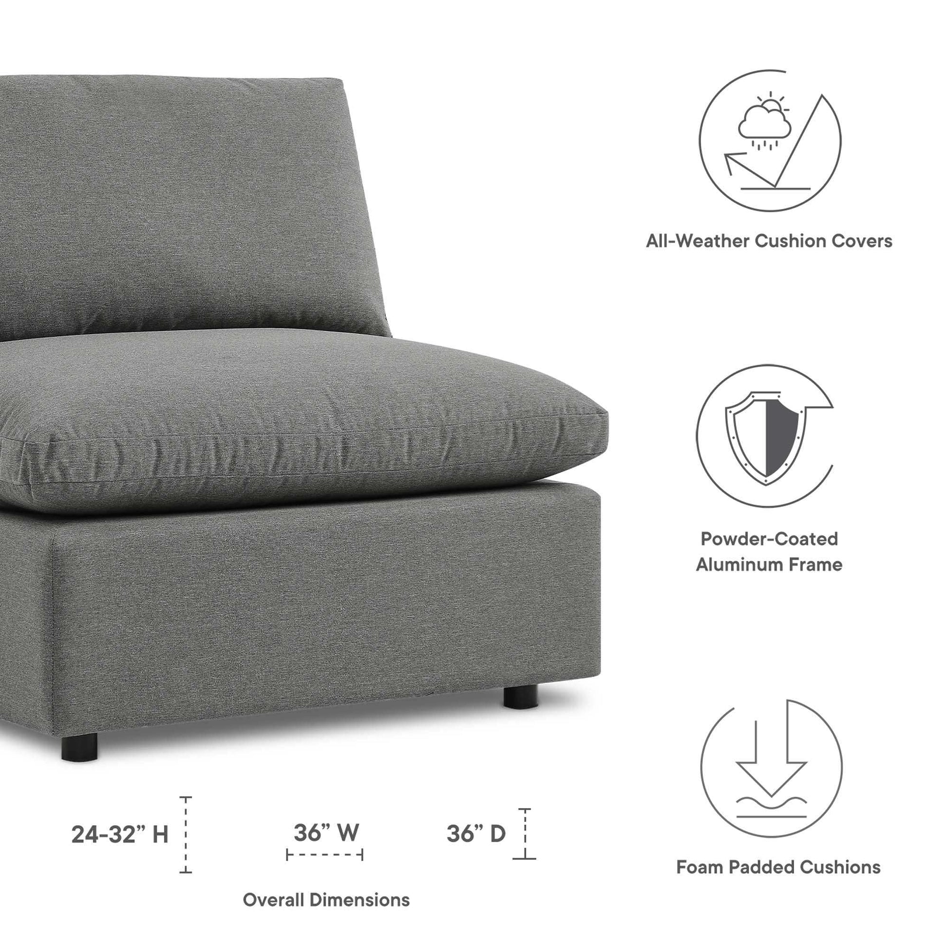 Commix Overstuffed Outdoor Patio Armless Chair by Modway - Best Buy Furniture
