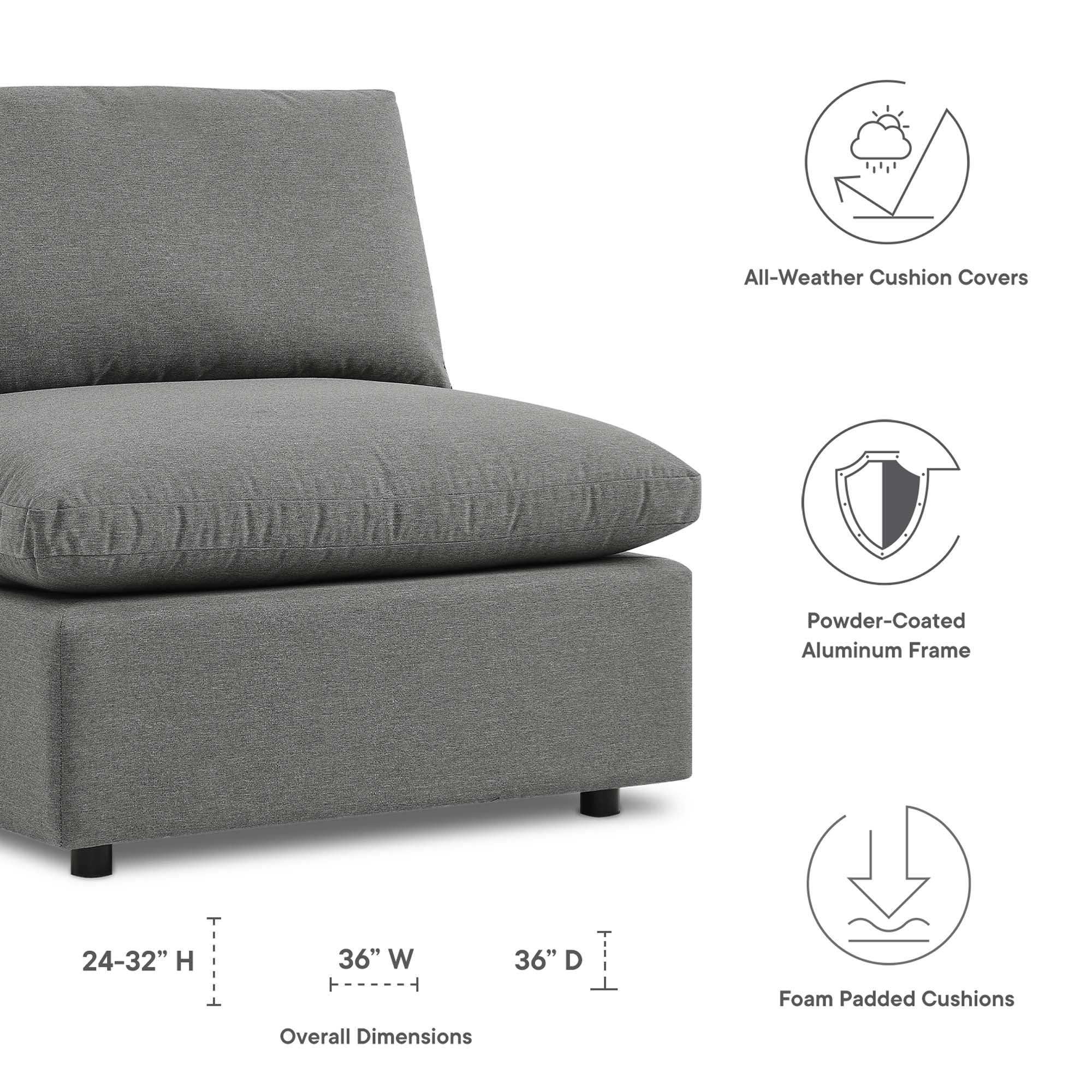 Commix Overstuffed Outdoor Patio Armless Chair by Modway - Best Buy Furniture