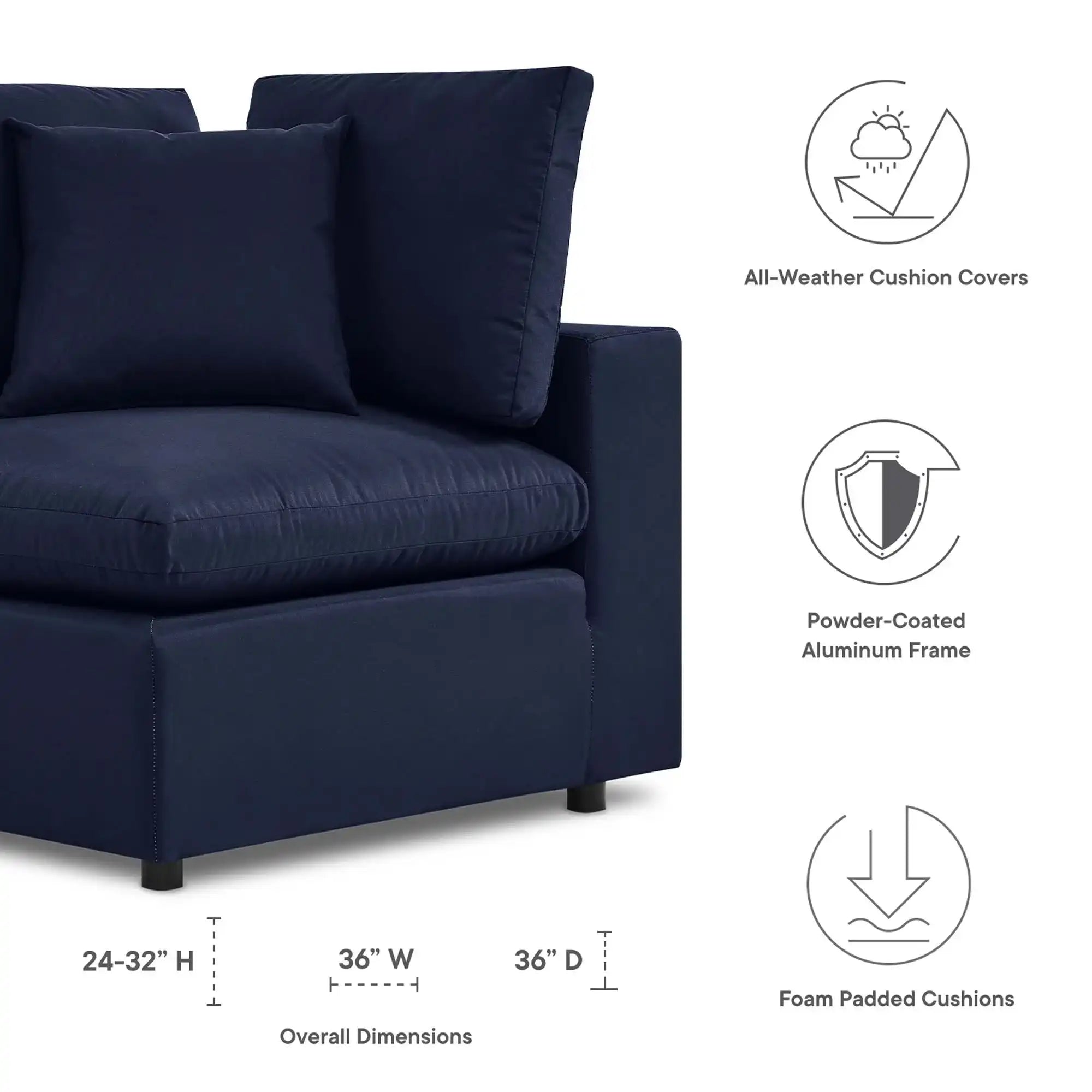 Commix Overstuffed Outdoor Patio Corner Chair by Modway - Best Buy Furniture