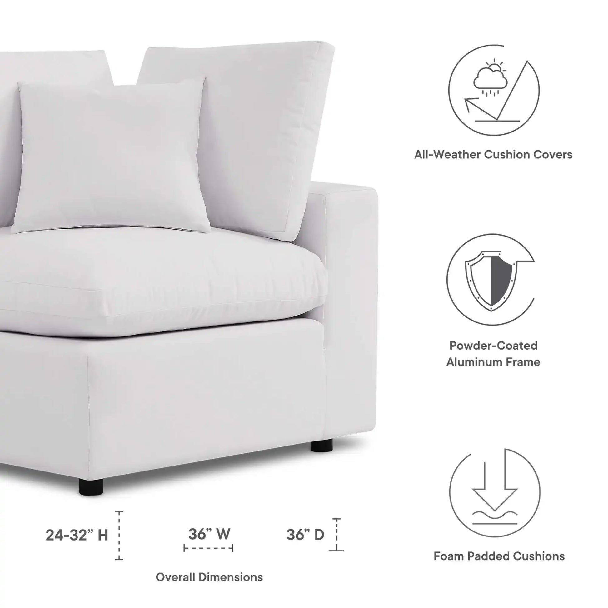 Commix Overstuffed Outdoor Patio Corner Chair by Modway - Best Buy Furniture