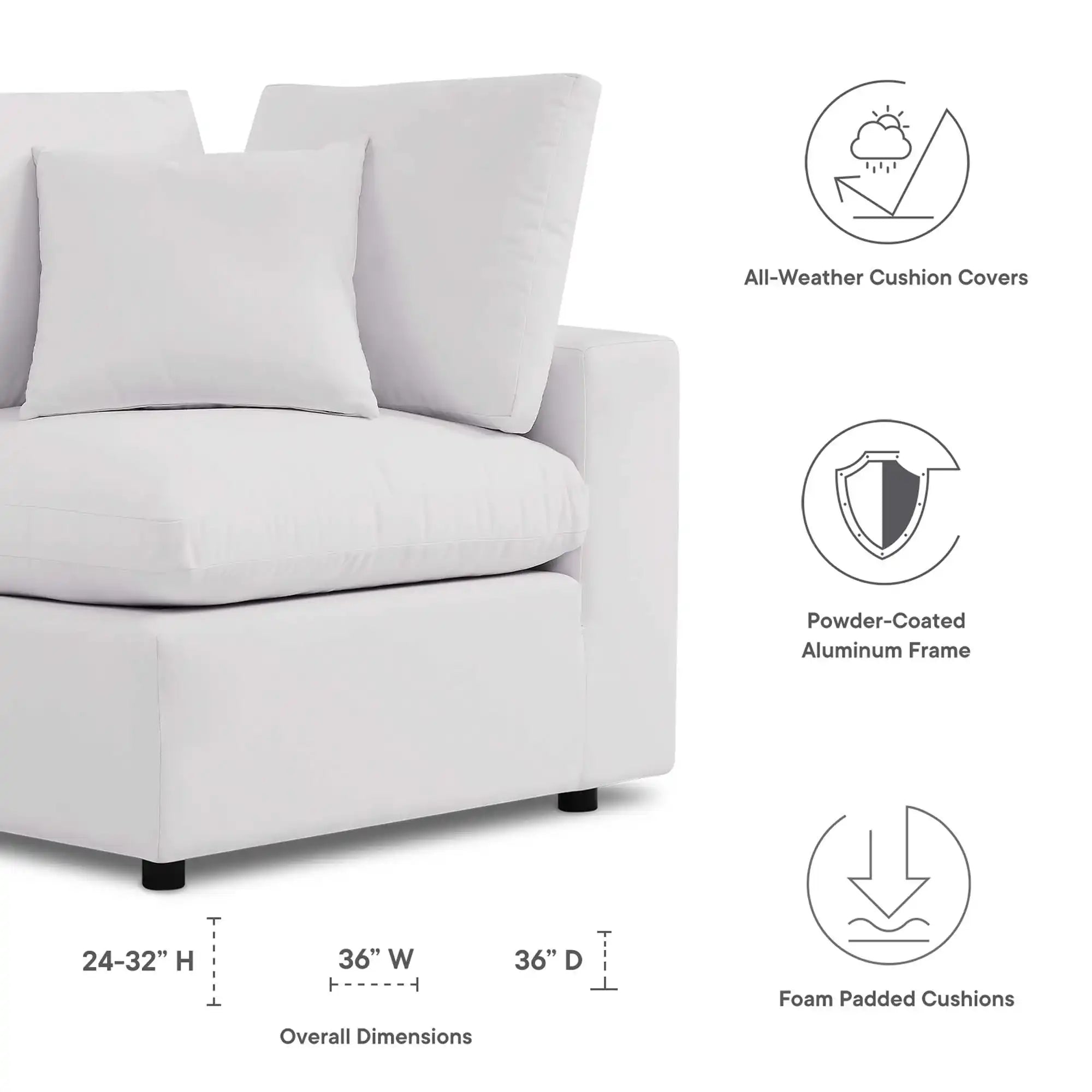 Commix Overstuffed Outdoor Patio Corner Chair by Modway - Best Buy Furniture