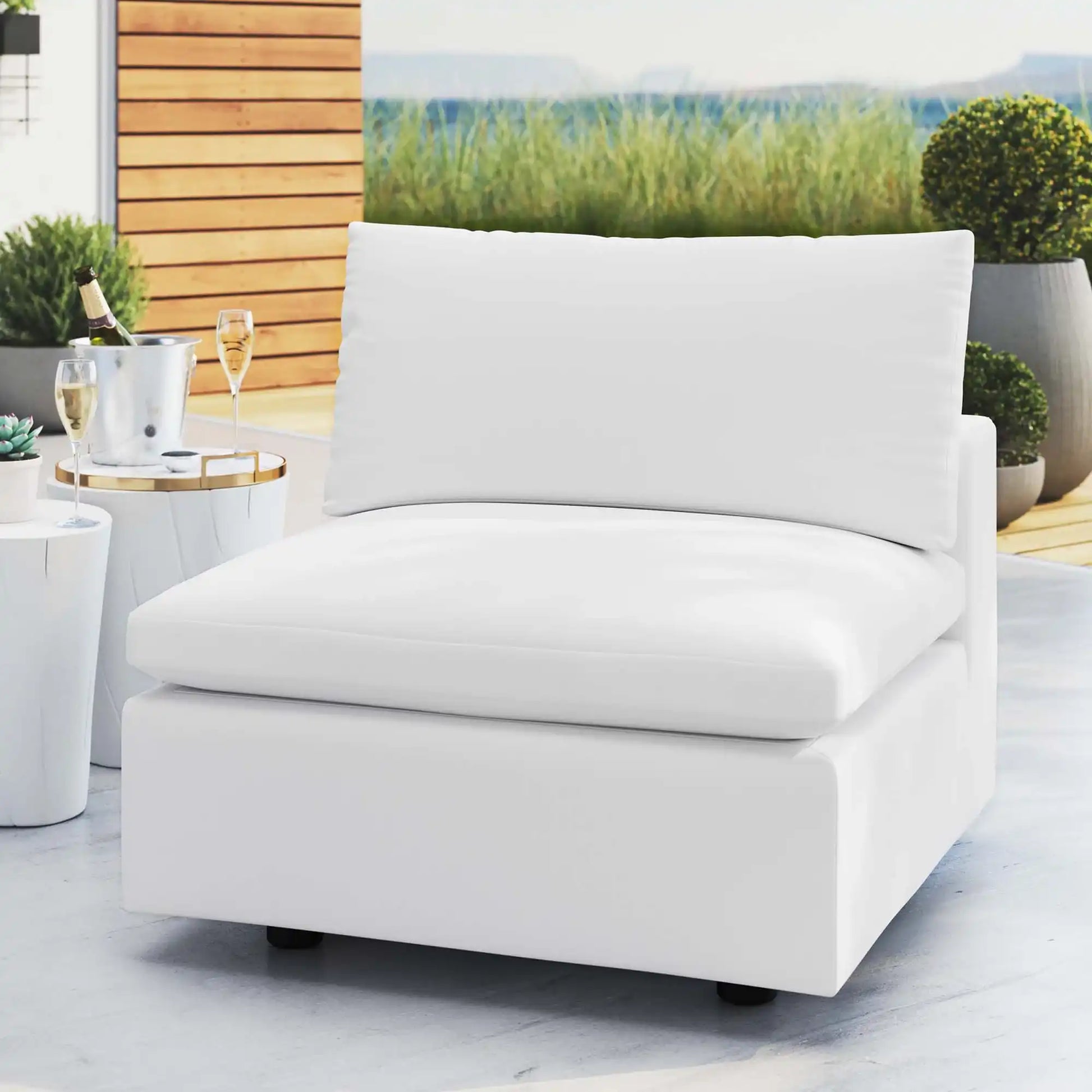Commix Sunbrella� Outdoor Patio Armless Chair by Modway - Best Buy Furniture