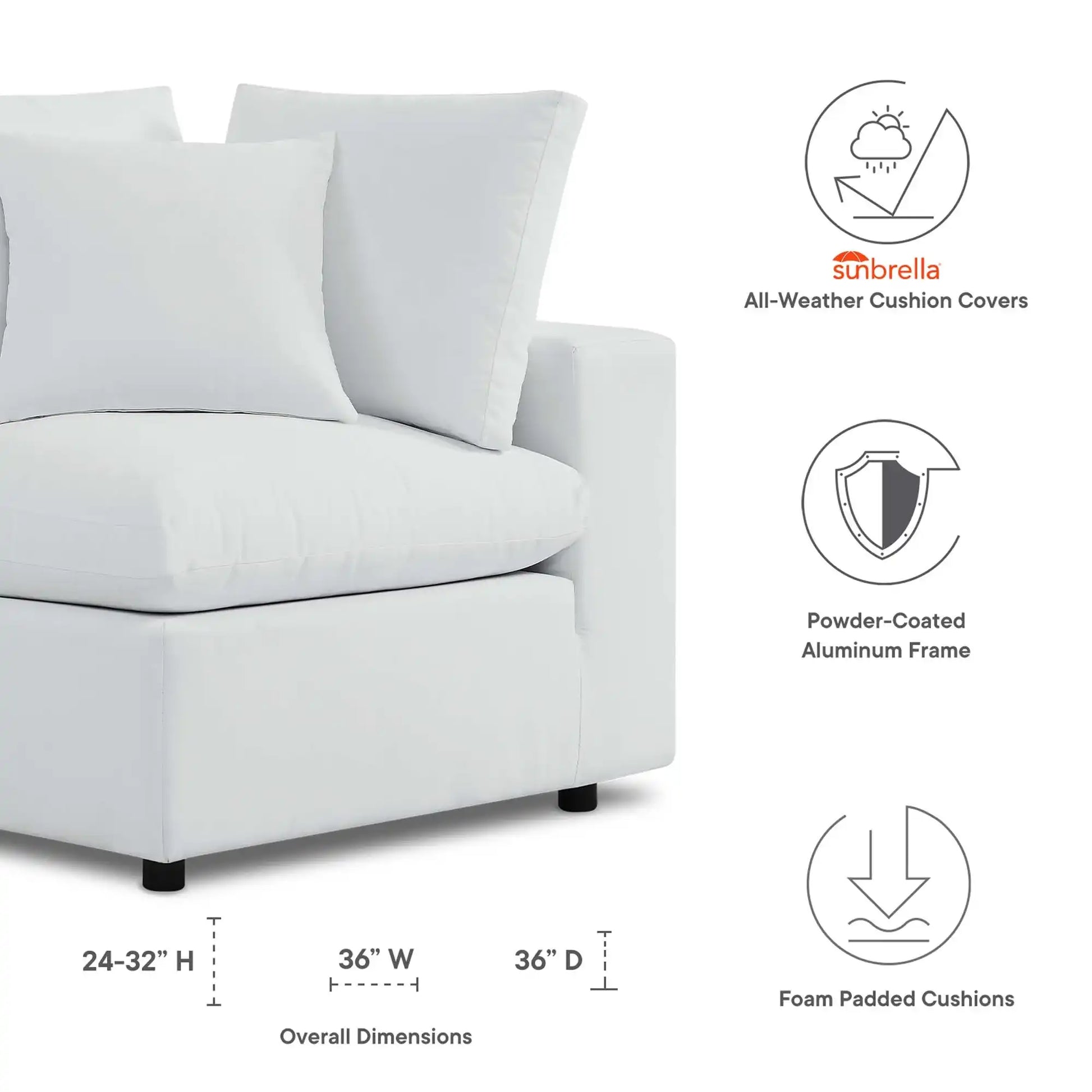 Commix Sunbrella� Outdoor Patio Corner Chair by Modway - Best Buy Furniture