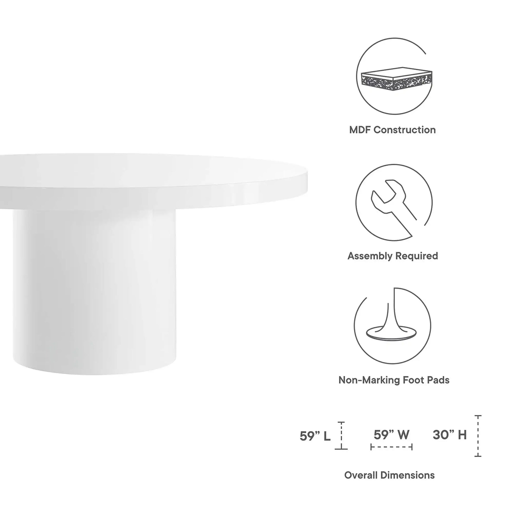 Gratify 60" Round Dining Table by Modway - Best Buy Furniture