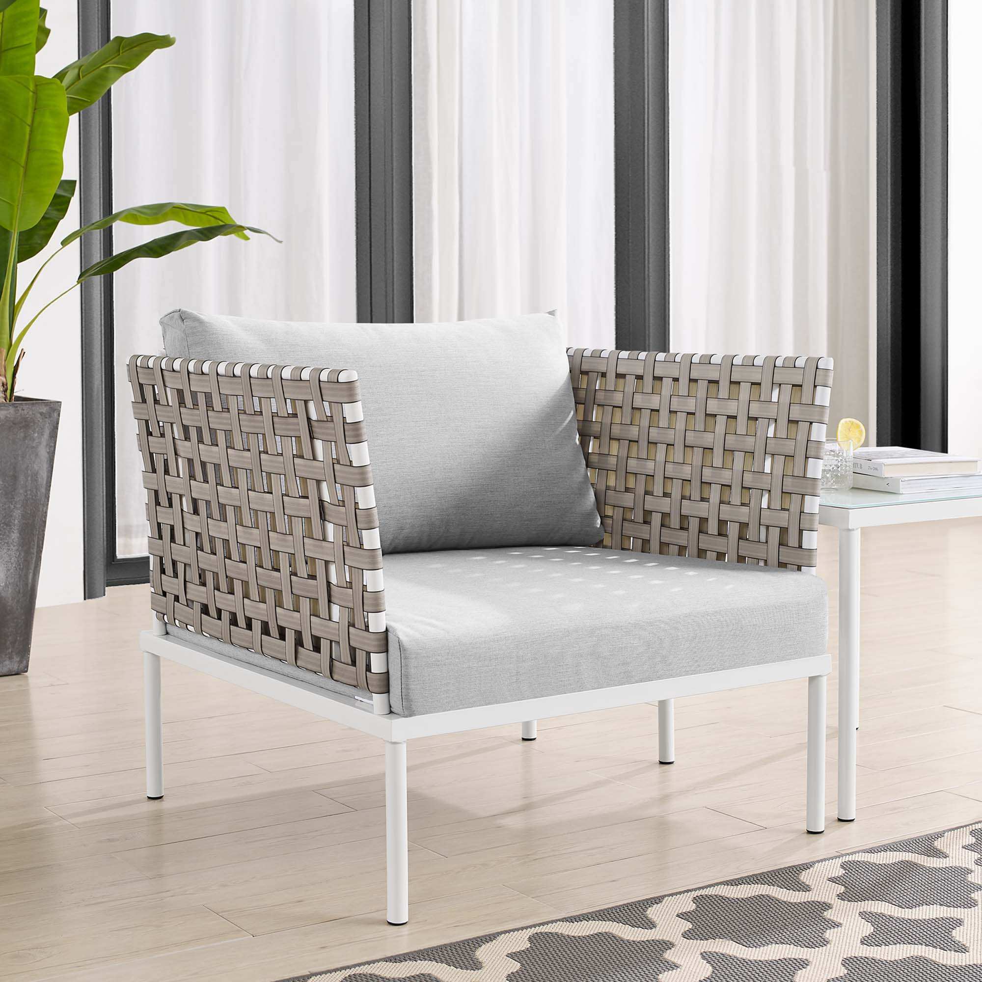 Harmony Sunbrella� Basket Weave Outdoor Patio Aluminum Armchair by Modway - Best Buy Furniture