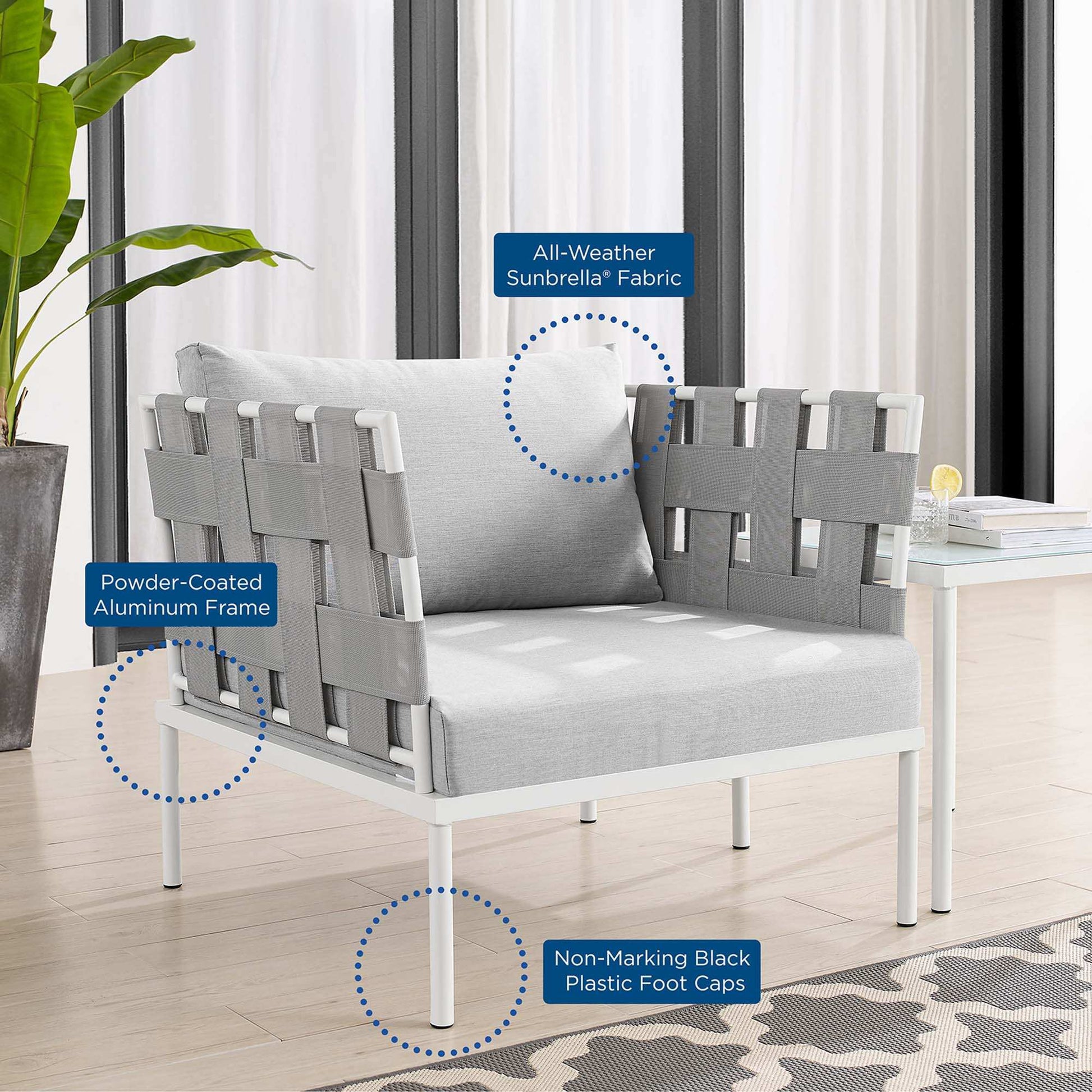 Harmony Sunbrella� Outdoor Patio Aluminum Armchair by Modway - Best Buy Furniture