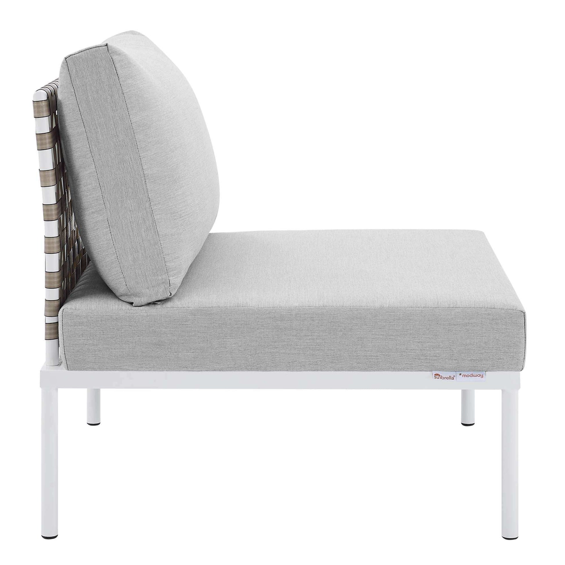 Harmony Sunbrella� Basket Weave Outdoor Patio Aluminum Armless Chair by Modway - Best Buy Furniture