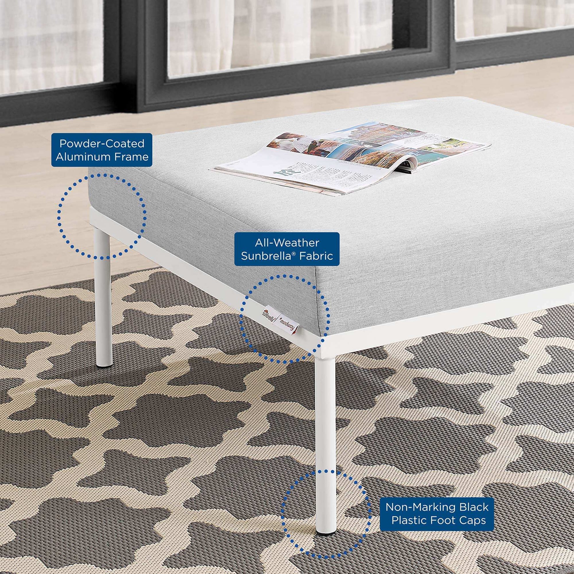 Harmony Sunbrella� Outdoor Patio Aluminum Ottoman by Modway - Best Buy Furniture