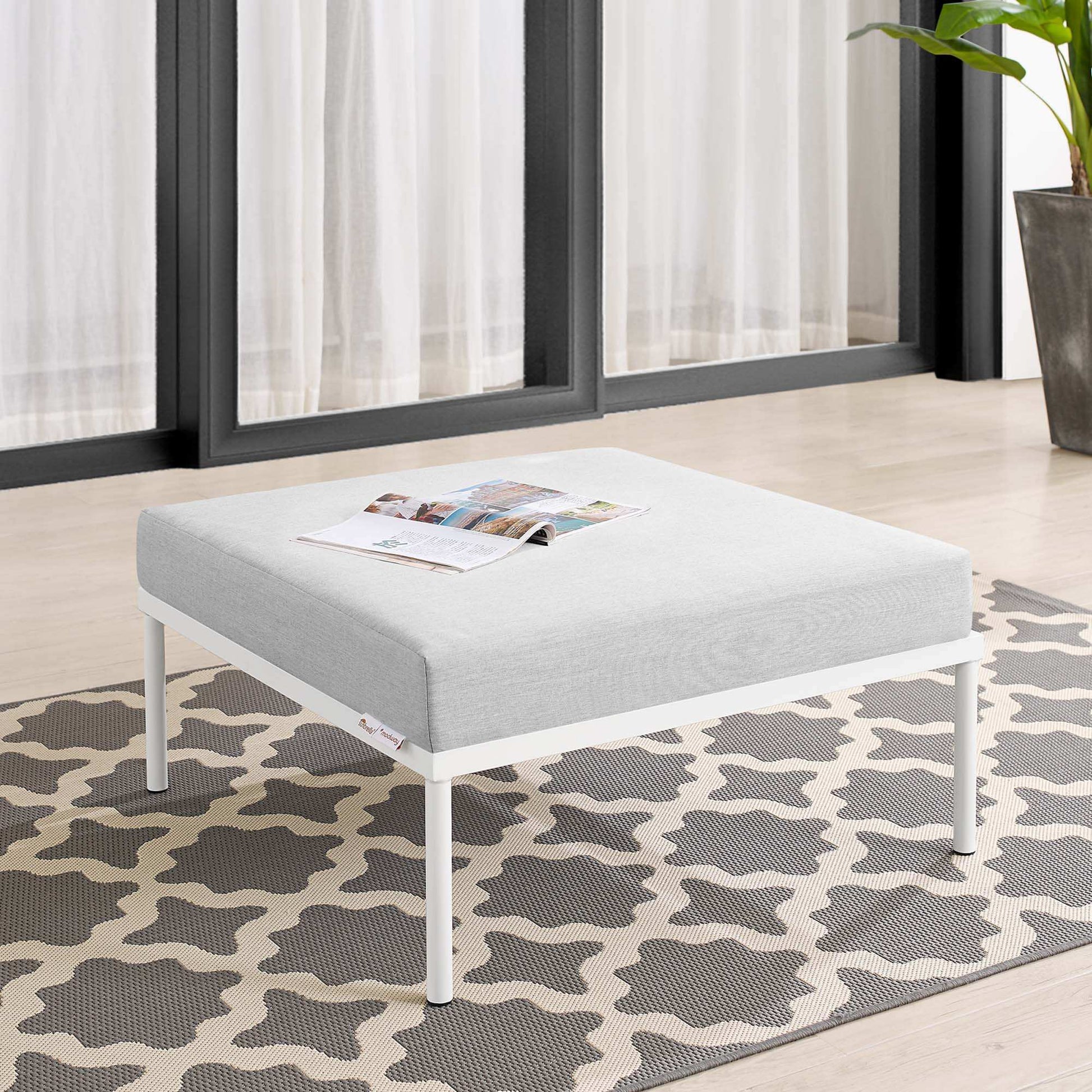 Harmony Sunbrella� Outdoor Patio Aluminum Ottoman by Modway - Best Buy Furniture