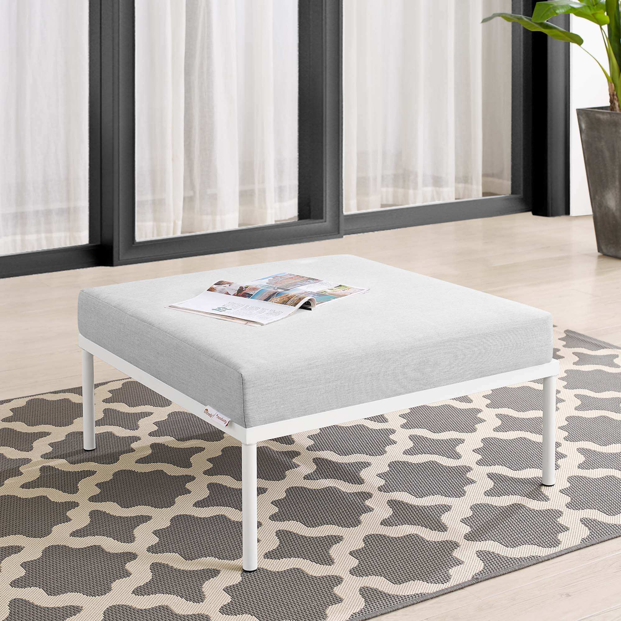 Harmony Sunbrella� Outdoor Patio Aluminum Ottoman by Modway - Best Buy Furniture