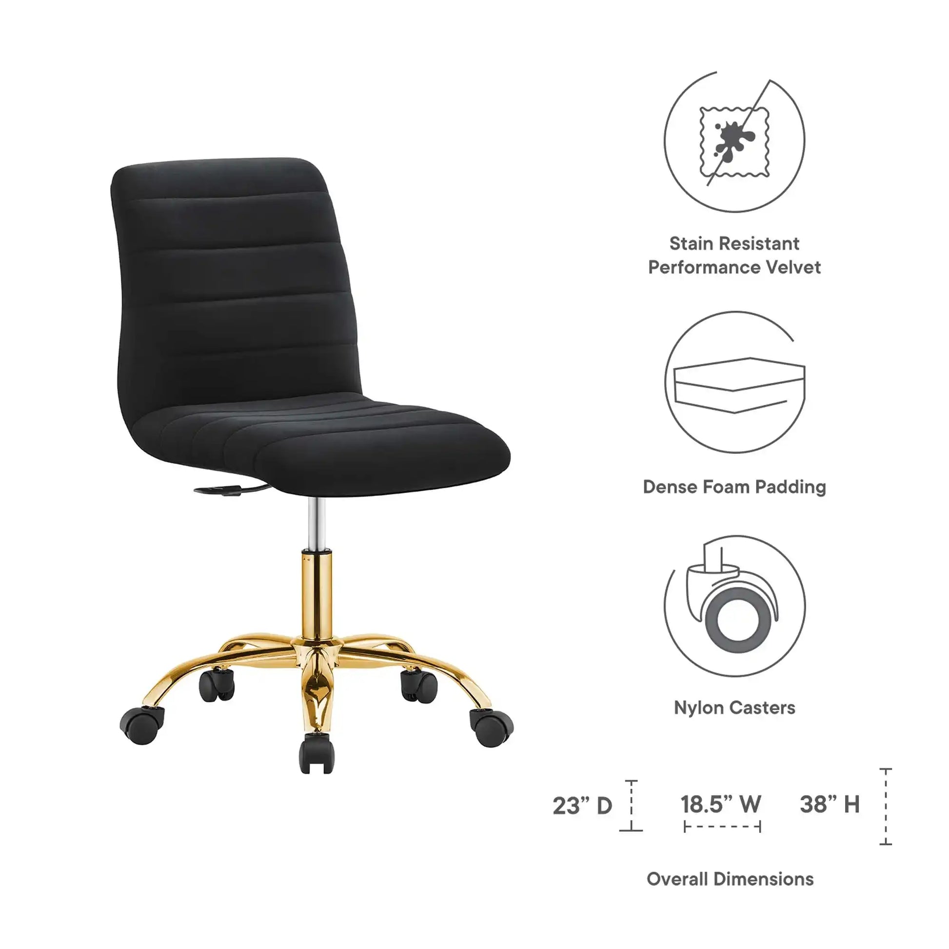 Ripple Armless Performance Velvet Office Chair by Modway - Best Buy Furniture