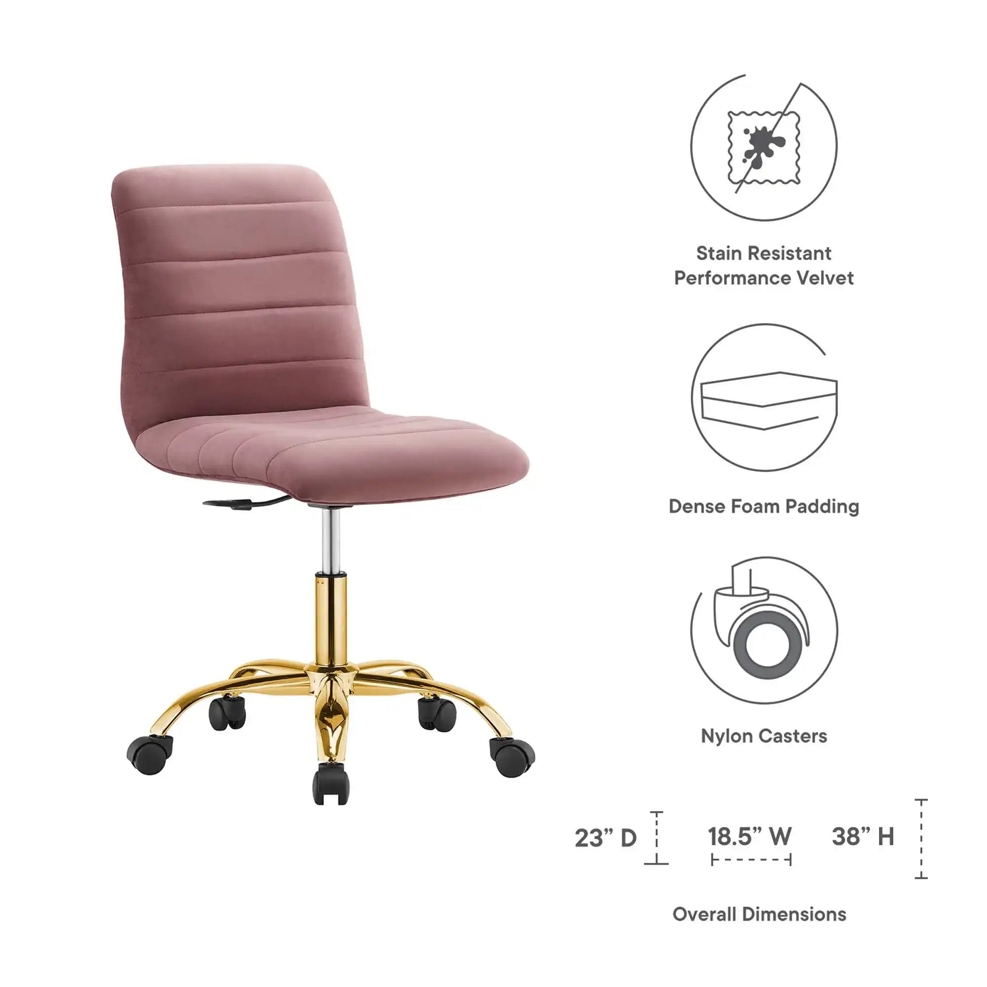 Ripple Armless Performance Velvet Office Chair by Modway - Best Buy Furniture