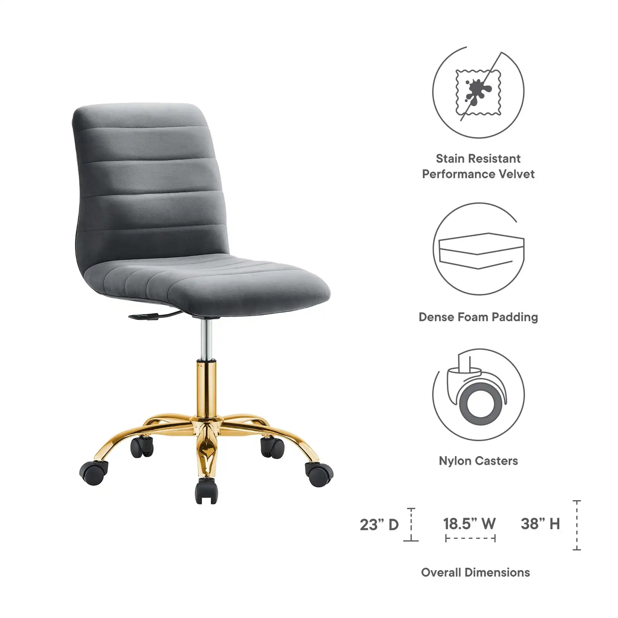 Ripple Armless Performance Velvet Office Chair by Modway - Best Buy Furniture