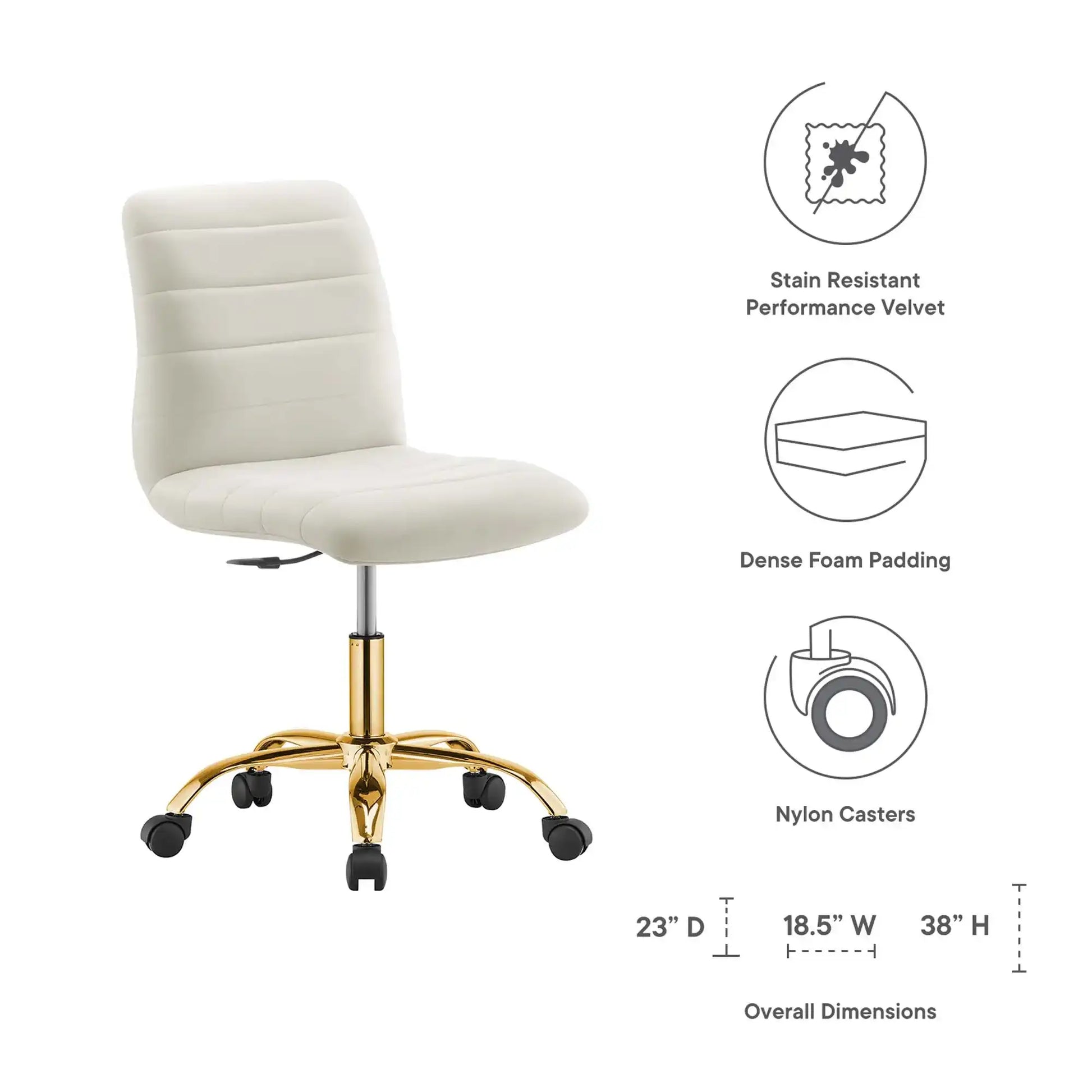 Ripple Armless Performance Velvet Office Chair by Modway - Best Buy Furniture