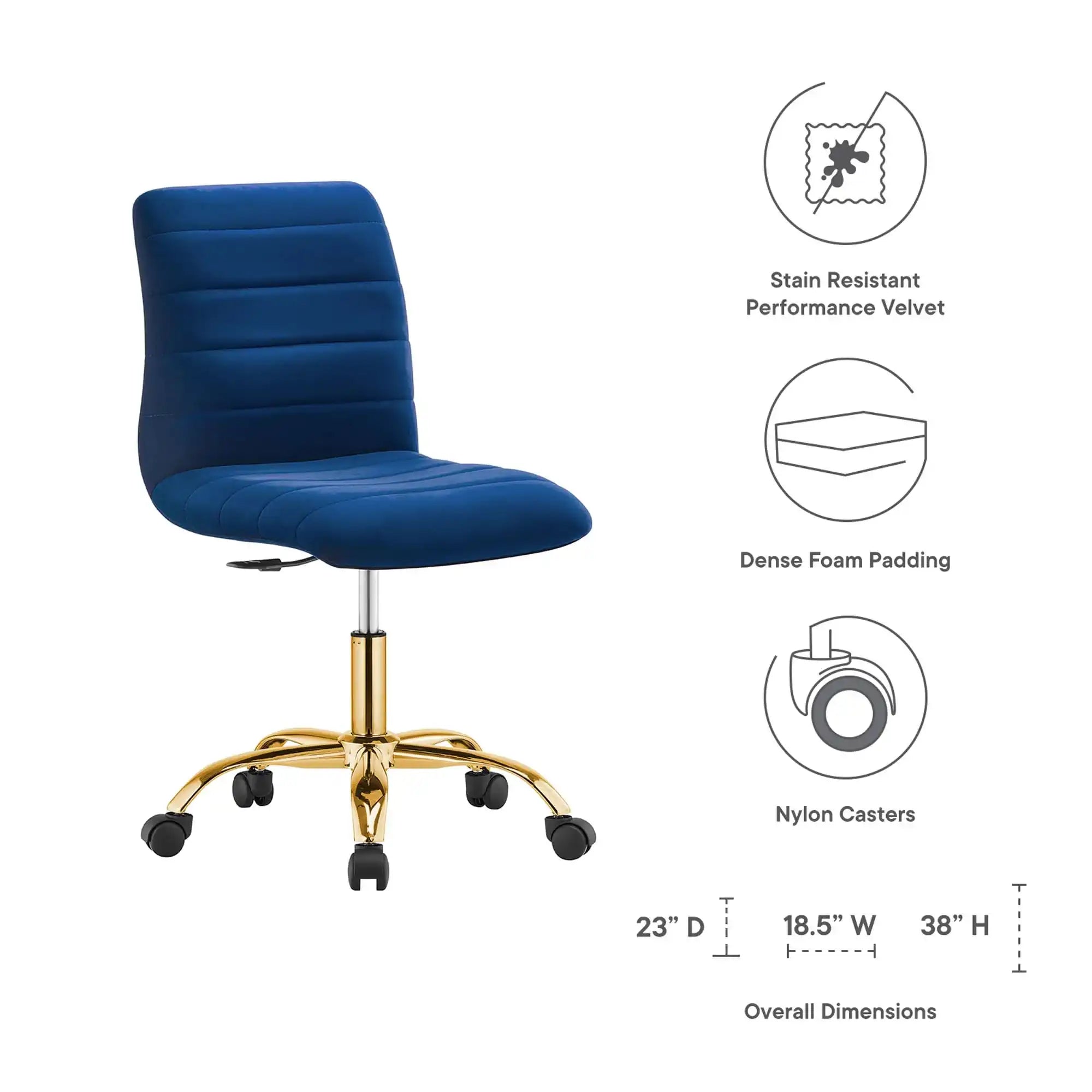 Ripple Armless Performance Velvet Office Chair by Modway - Best Buy Furniture