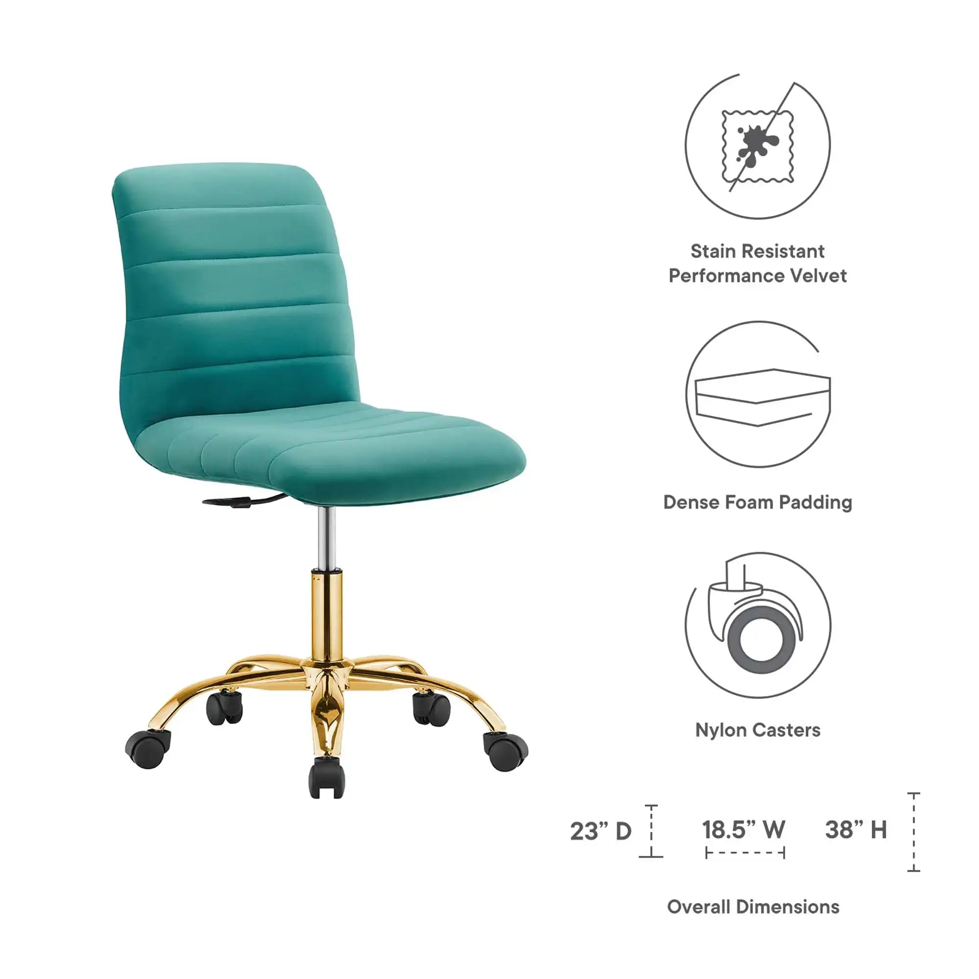 Ripple Armless Performance Velvet Office Chair by Modway - Best Buy Furniture