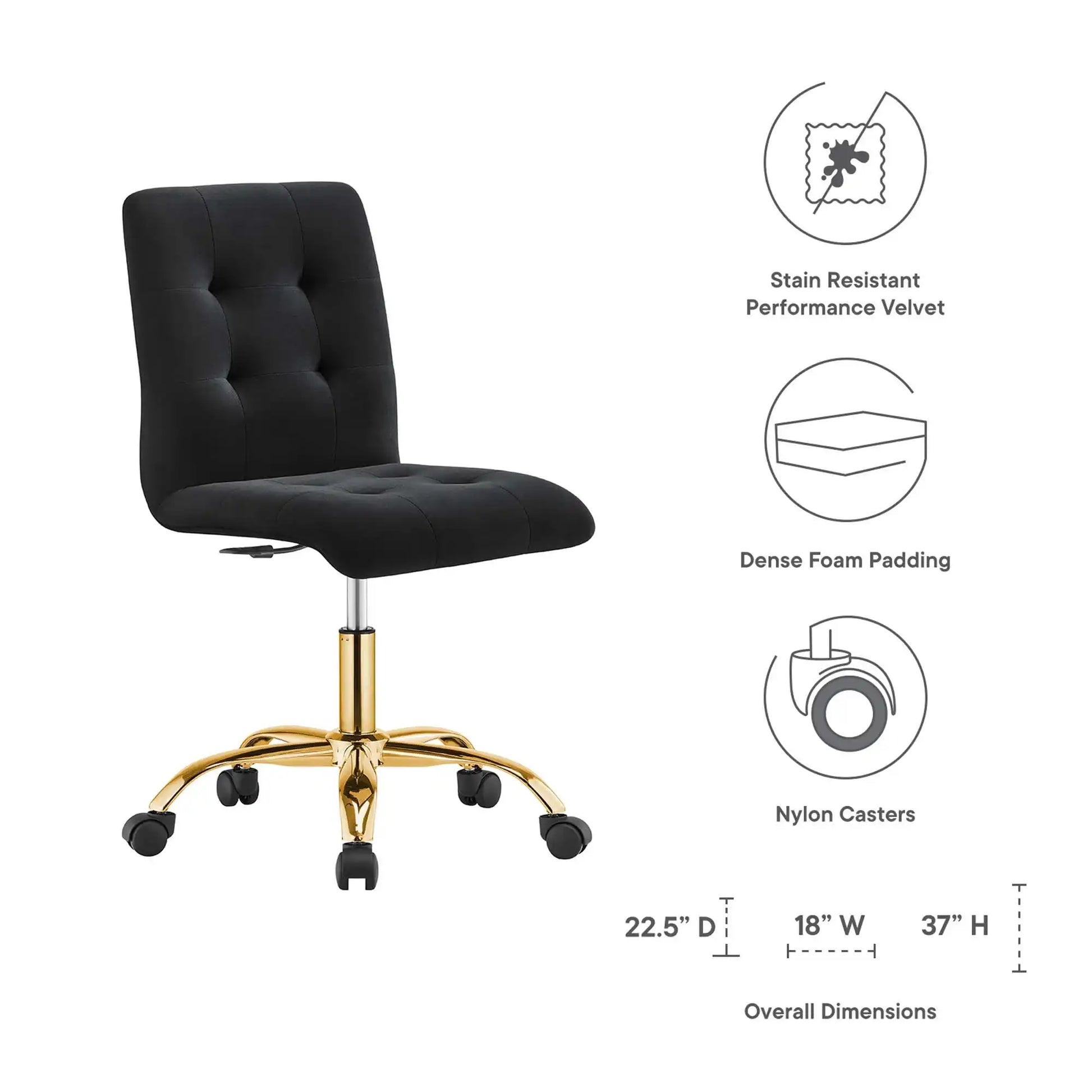 Prim Armless Performance Velvet Office Chair by Modway - Best Buy Furniture