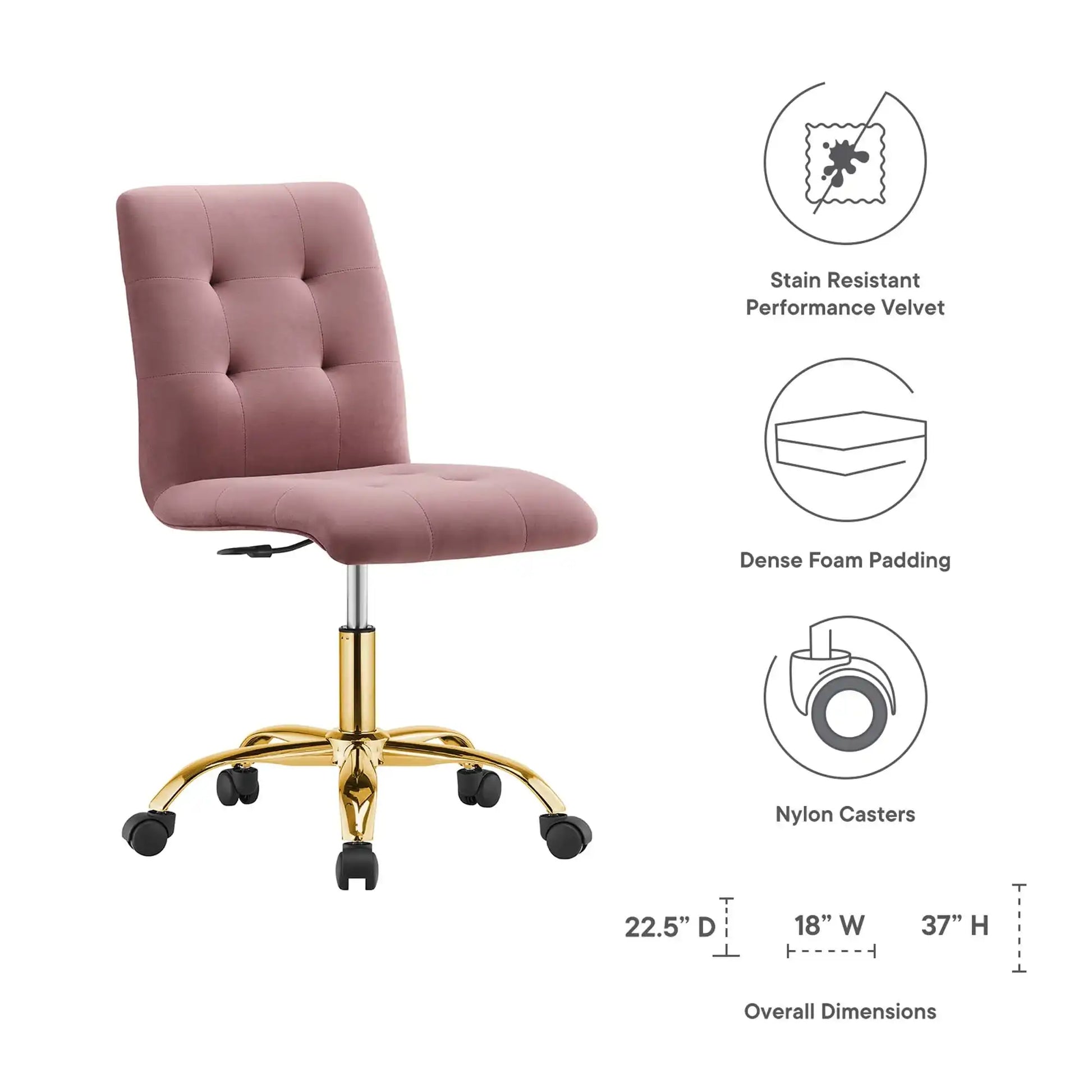 Prim Armless Performance Velvet Office Chair by Modway - Best Buy Furniture