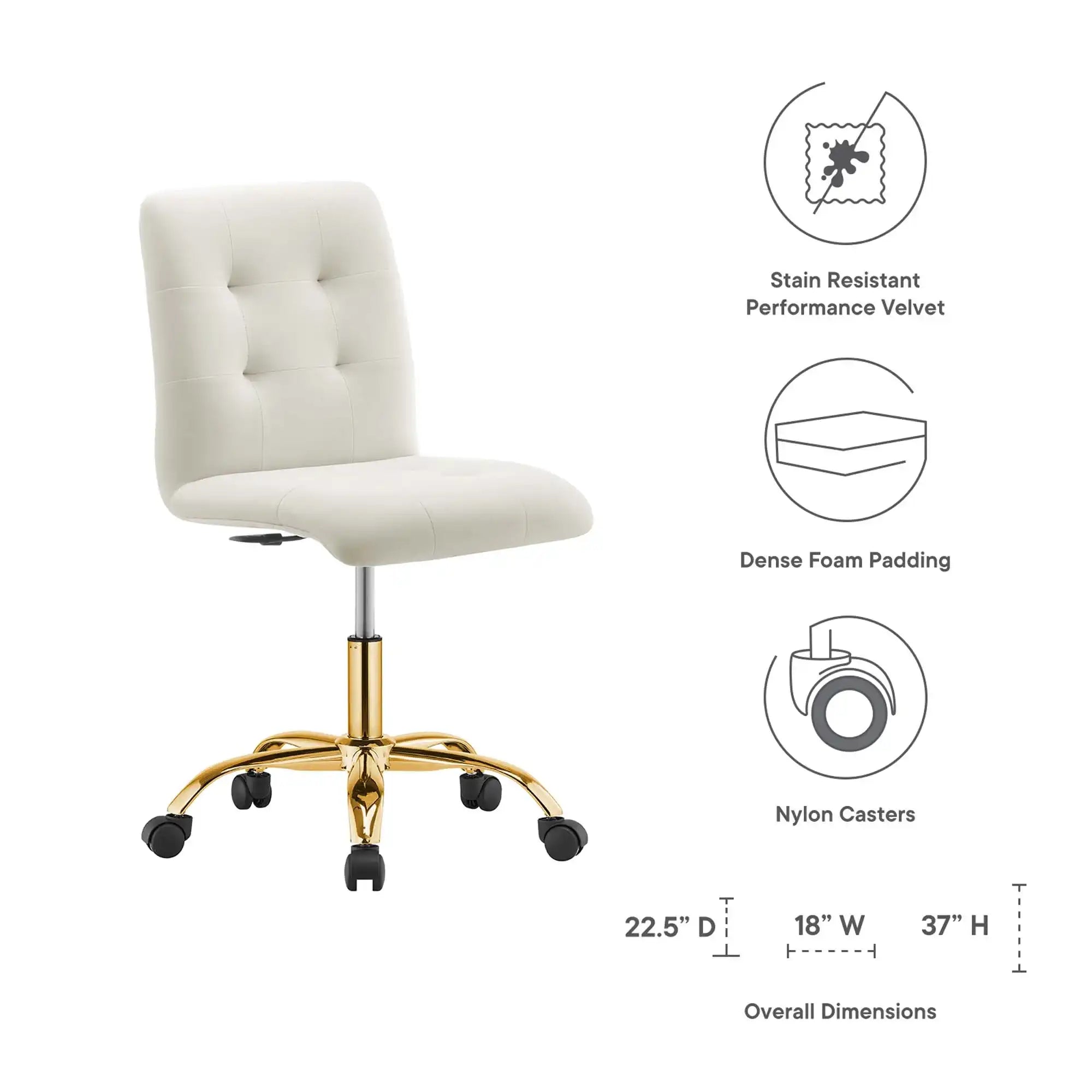 Prim Armless Performance Velvet Office Chair by Modway - Best Buy Furniture