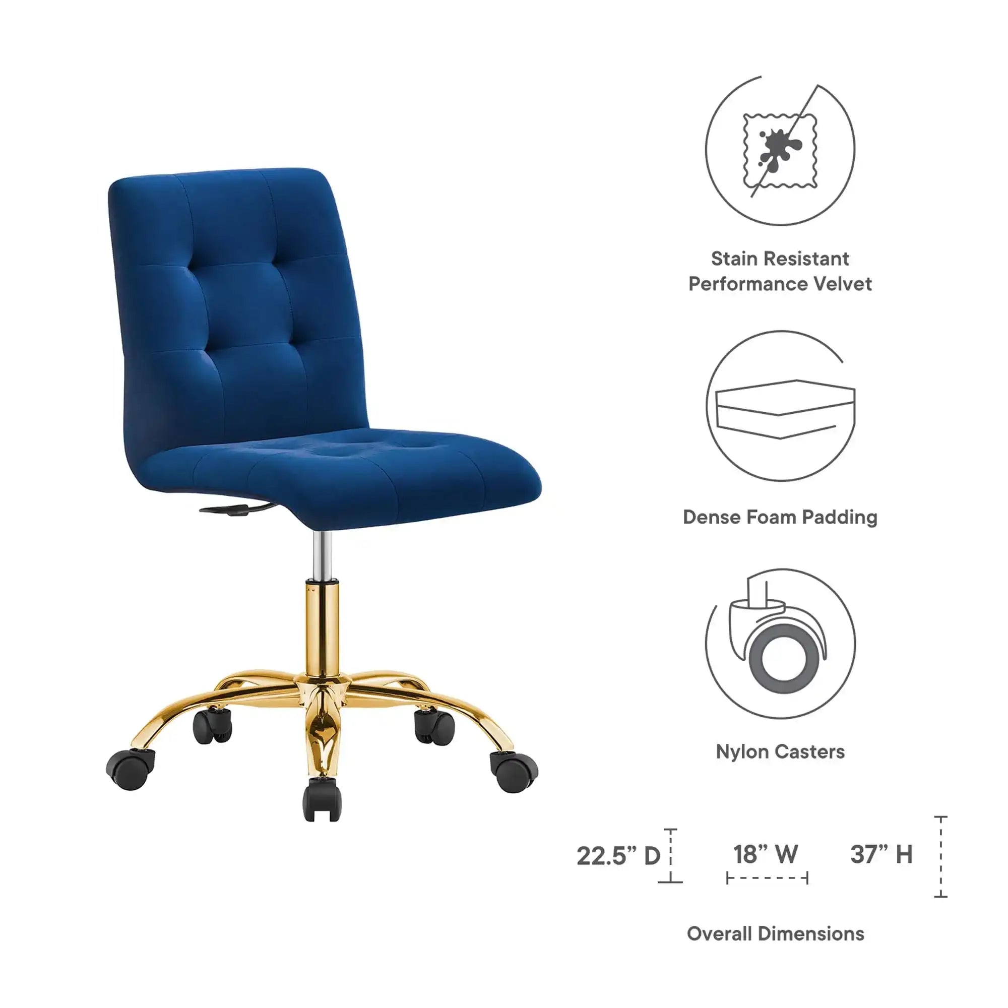 Prim Armless Performance Velvet Office Chair by Modway - Best Buy Furniture