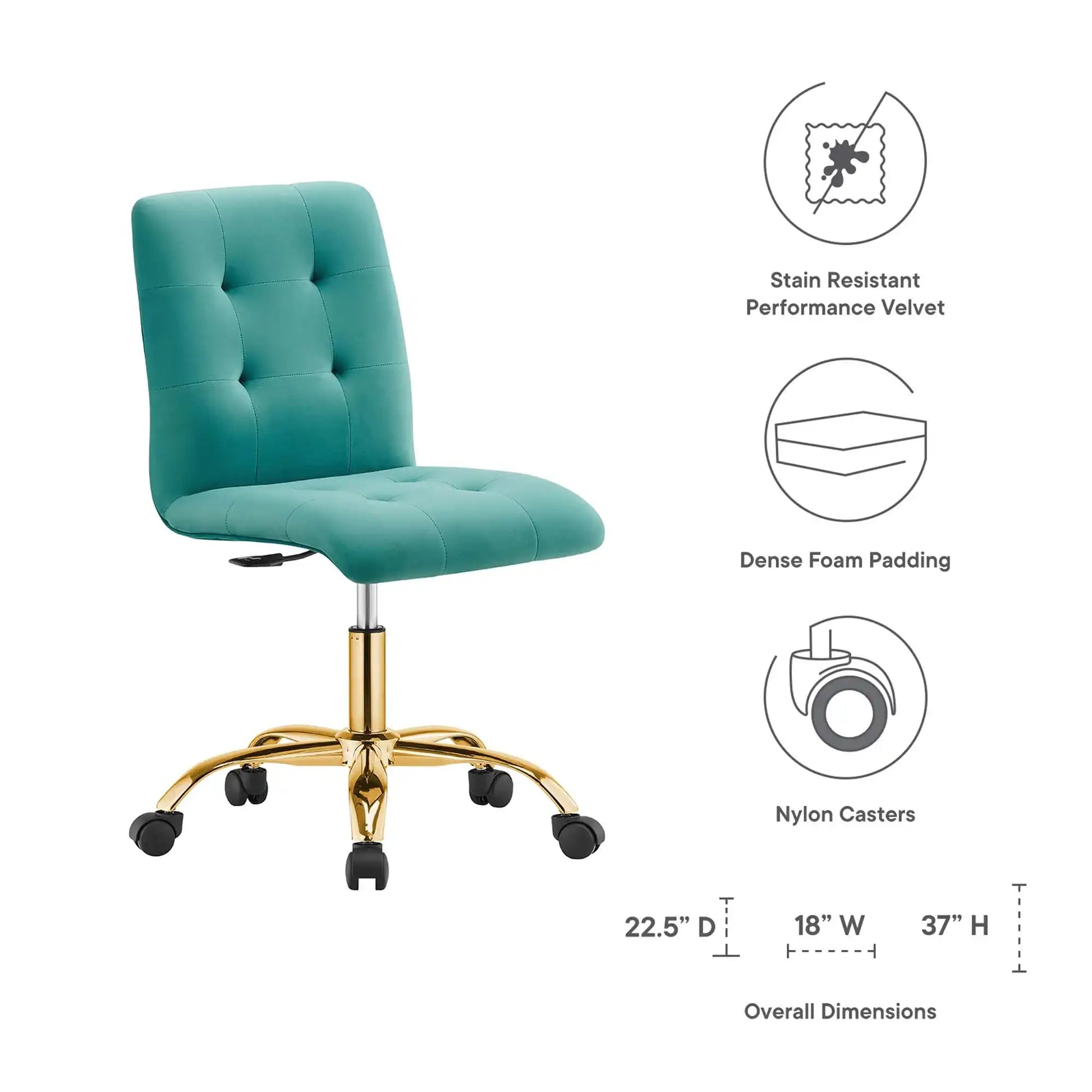 Prim Armless Performance Velvet Office Chair by Modway - Best Buy Furniture
