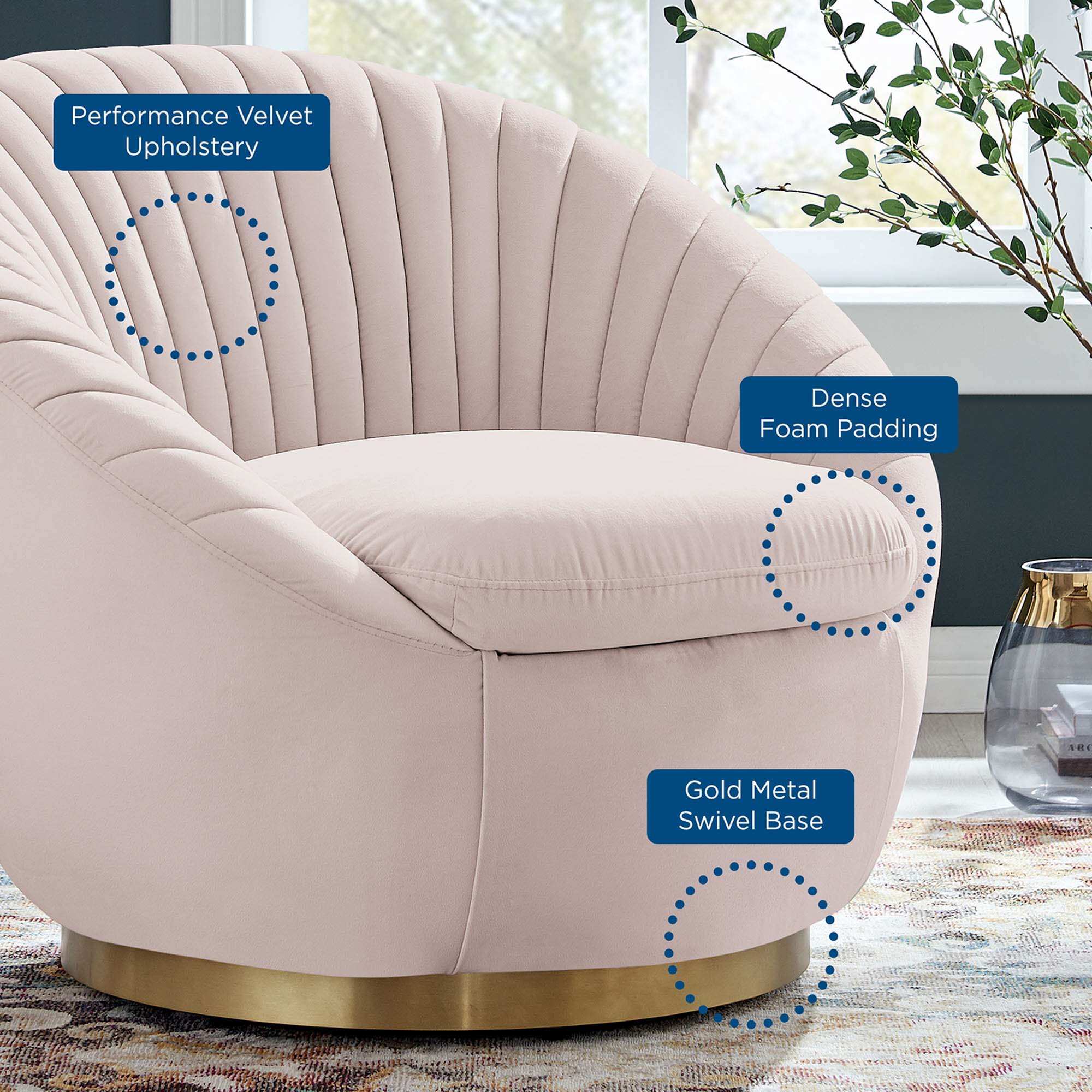 Whirr Tufted Performance Velvet Swivel Chair - Best Buy Furniture