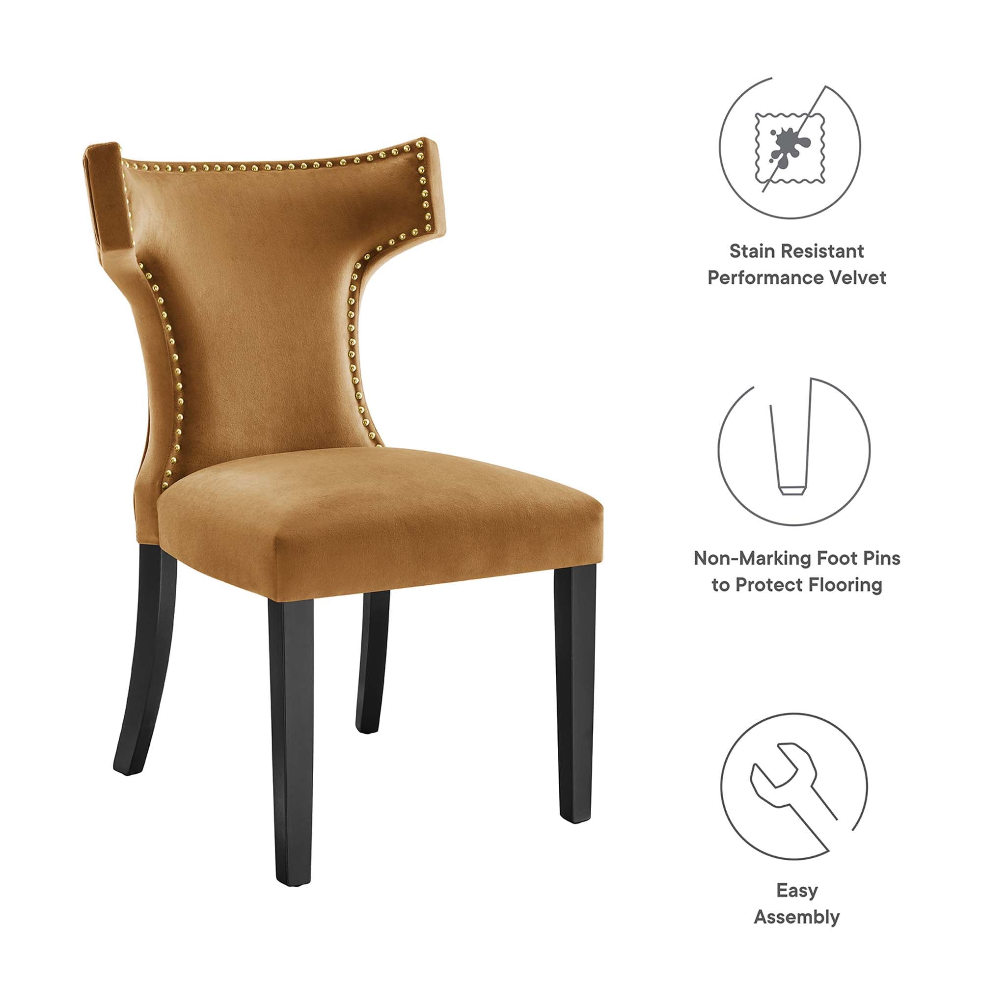 Curve Performance Velvet Dining Chairs Set of 2 by Modway - Best Buy Furniture