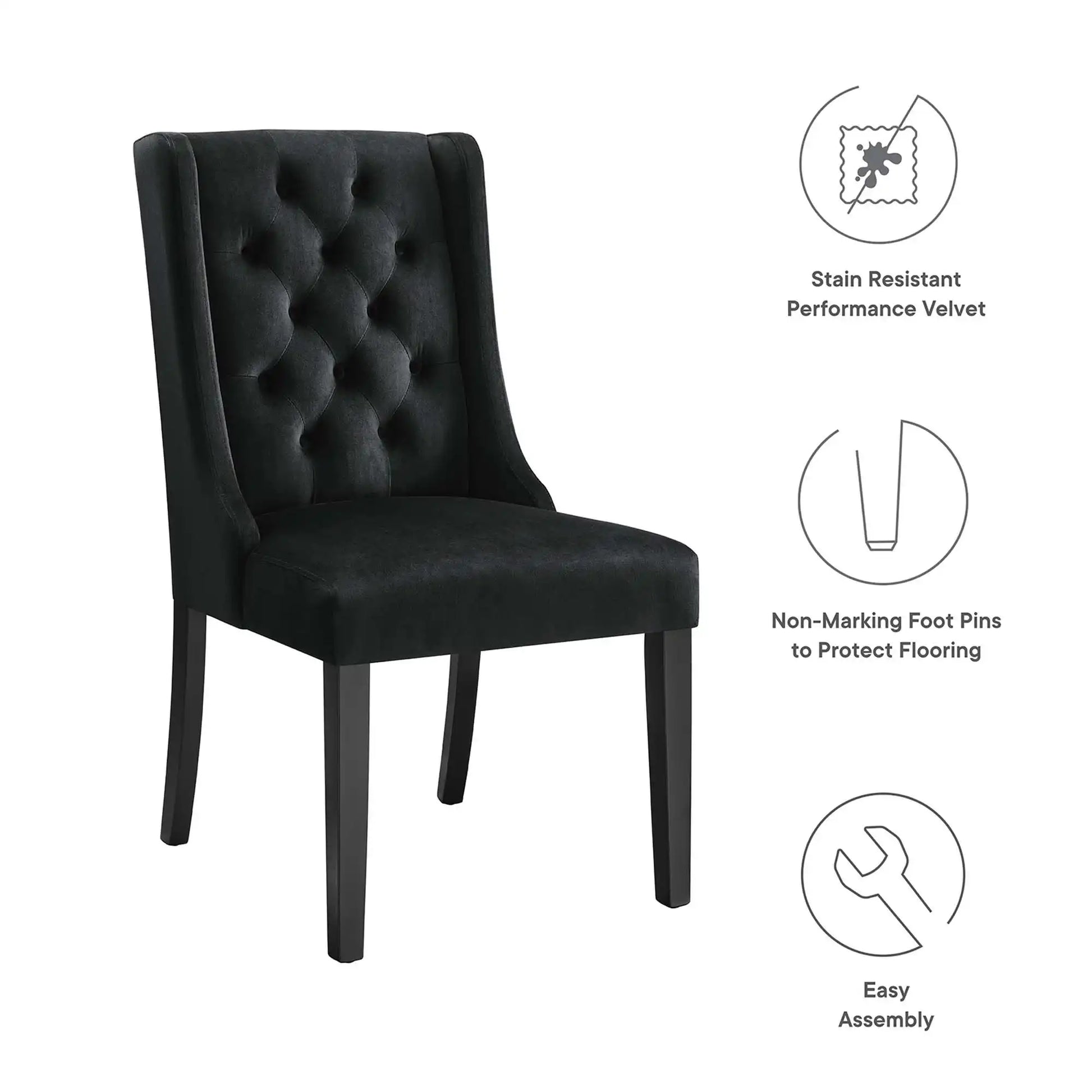 Baronet Performance Velvet Dining Chairs Set of 2 by Modway - Best Buy Furniture
