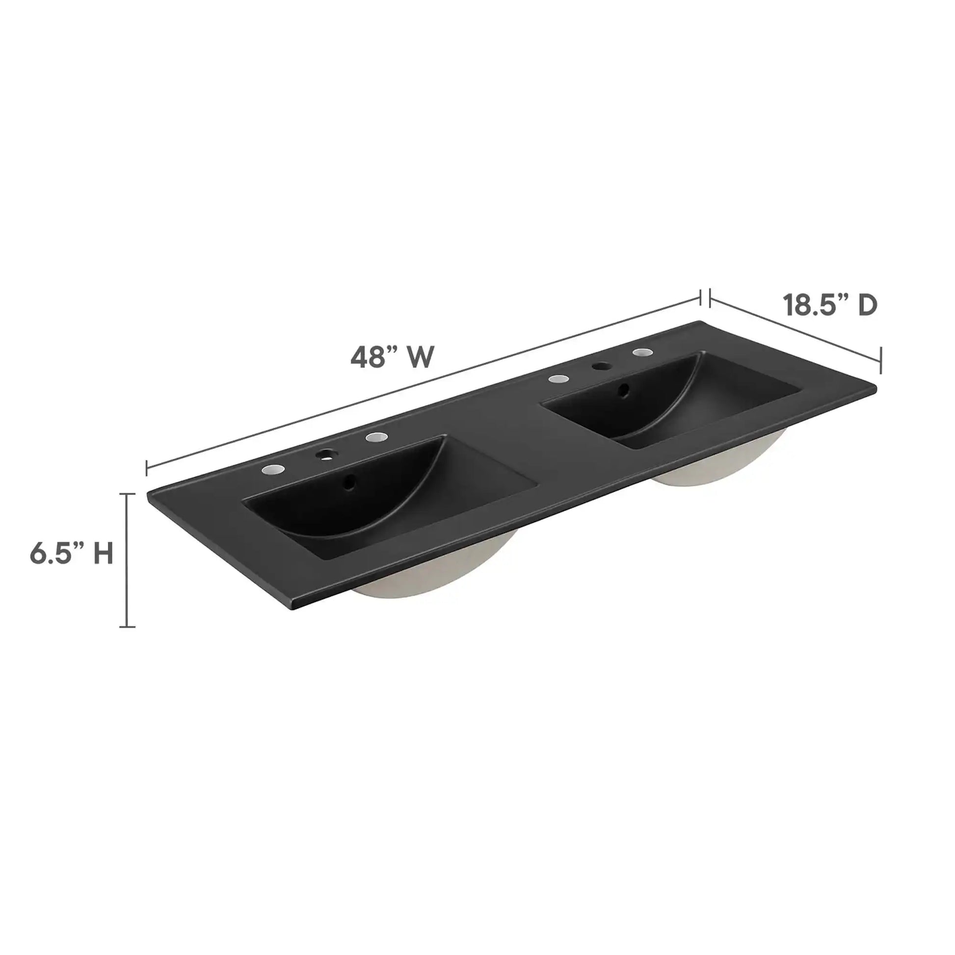 Cayman 48" Double Basin Bathroom Sink by Modway - Best Buy Furniture