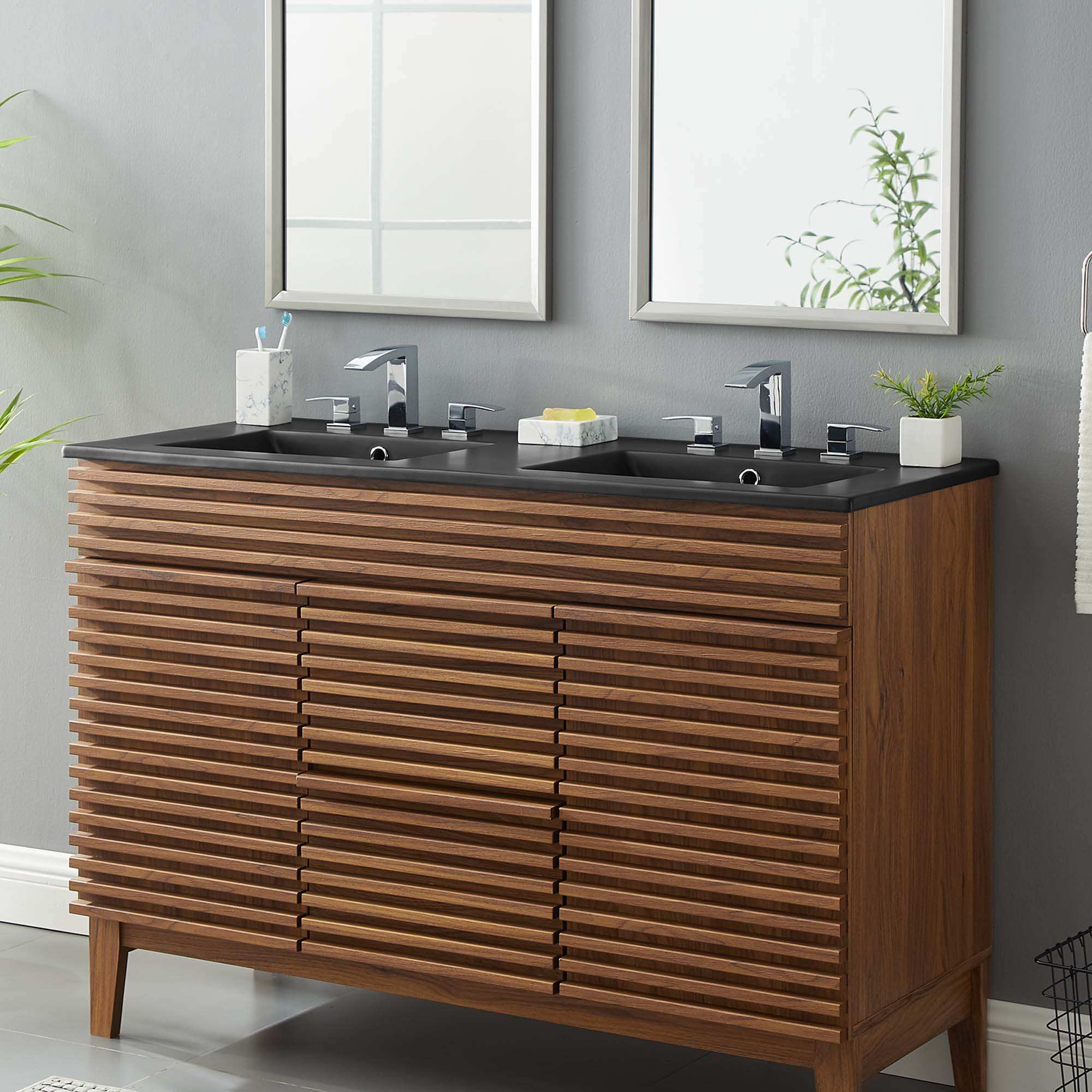 Cayman 48" Double Basin Bathroom Sink by Modway - Best Buy Furniture
