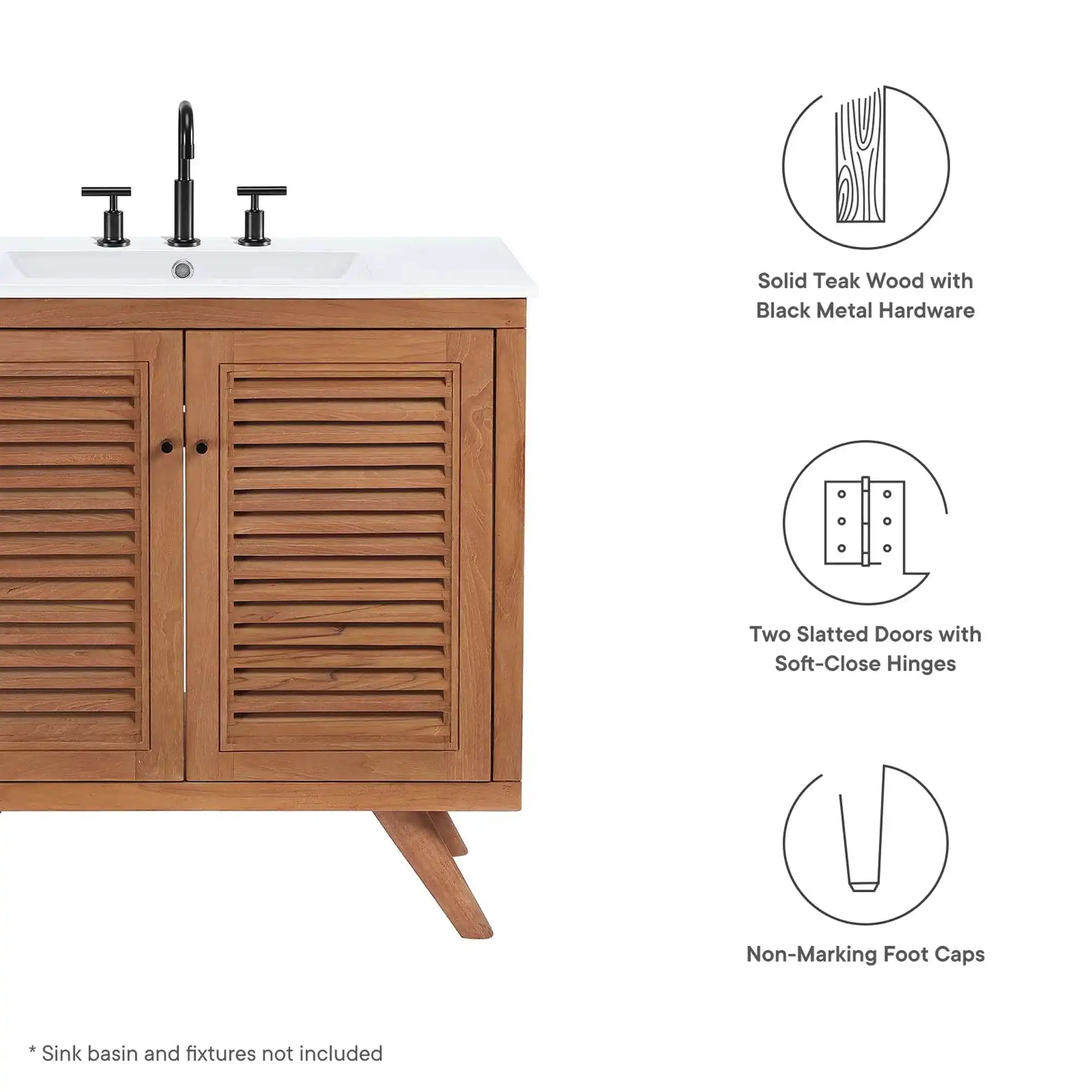 Birdie 36" Teak Wood Bathroom Vanity Cabinet (Sink Basin Not Included) by Modway - Best Buy Furniture