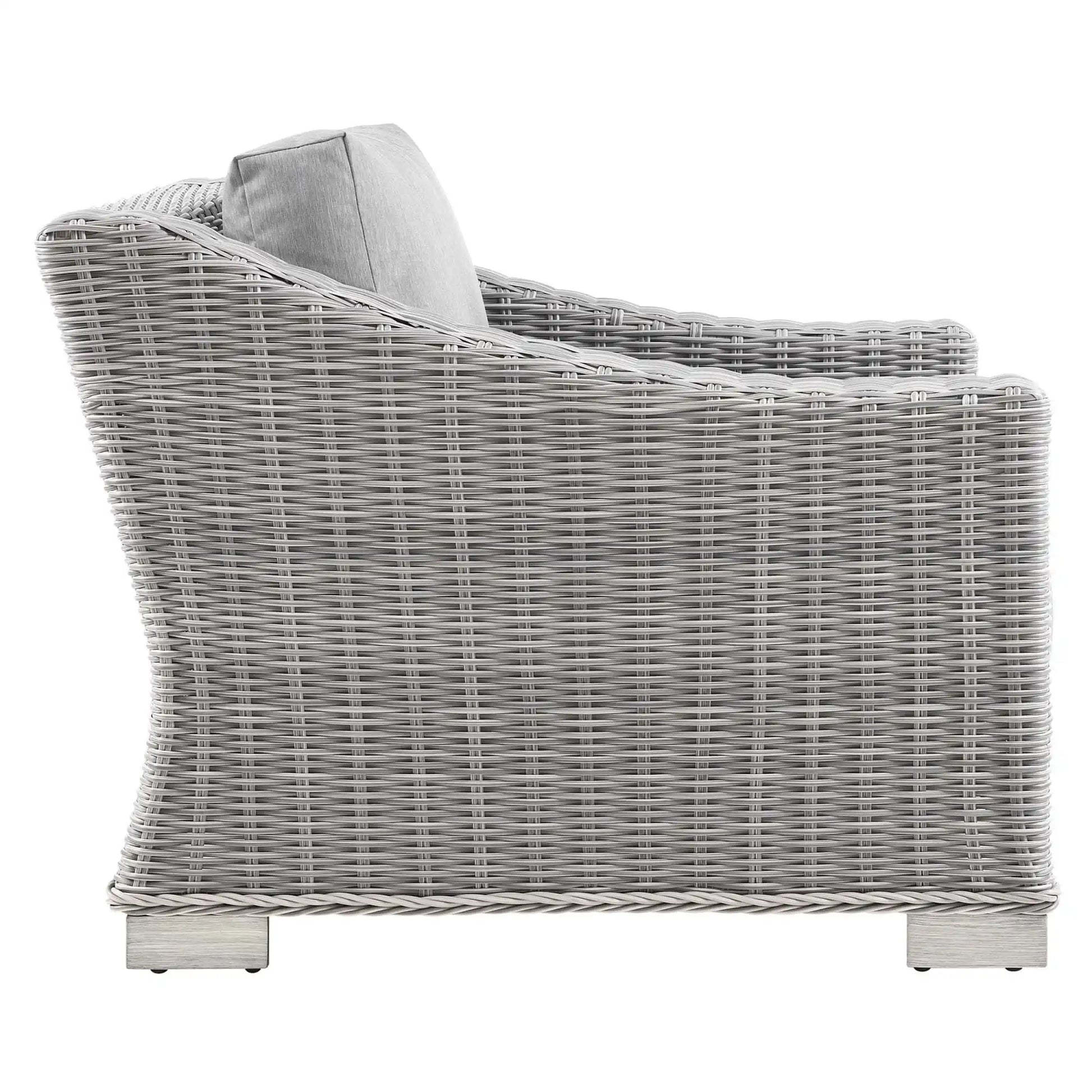 Conway 2-Piece Outdoor Patio Wicker Rattan Armchair and Ottoman Set by Modway - Best Buy Furniture