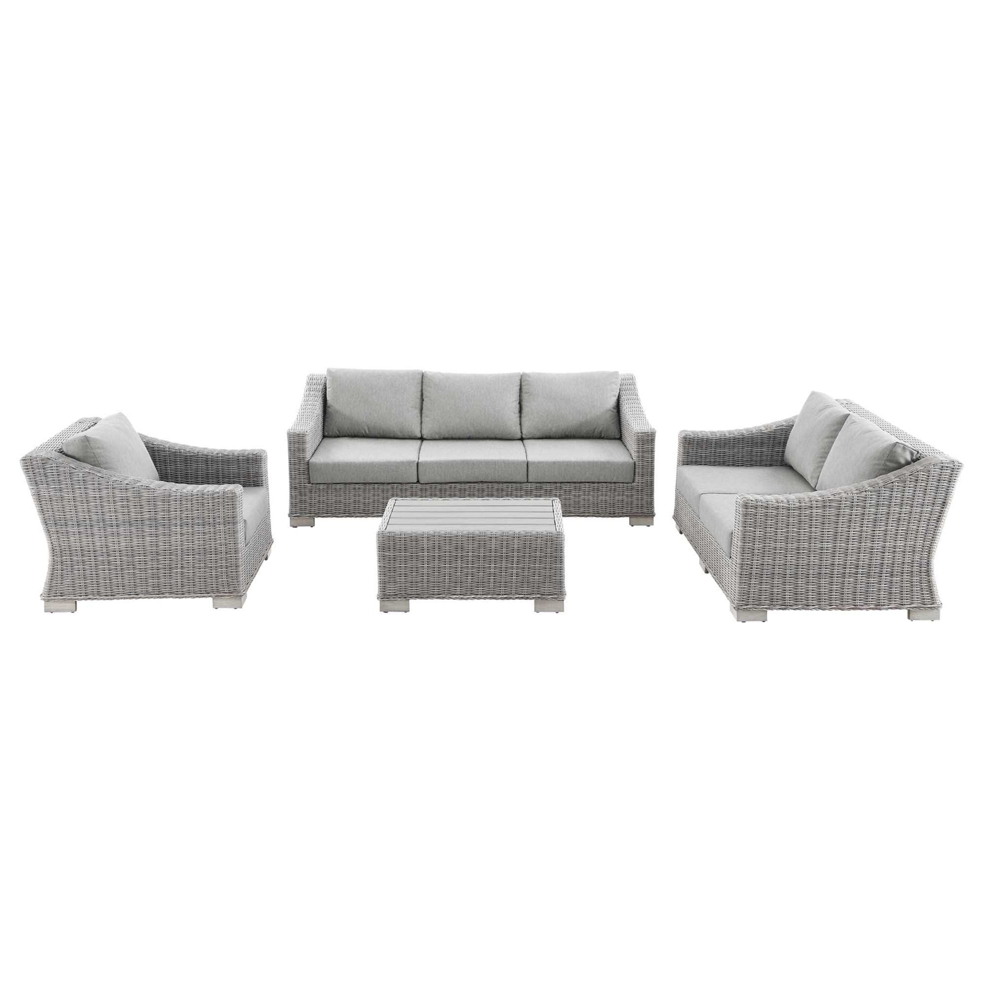Conway 4-Piece Outdoor Patio Wicker Rattan Furniture Set by Modway - Best Buy Furniture