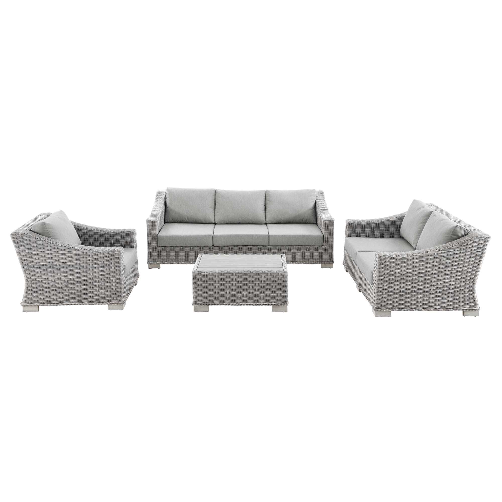 Conway 4-Piece Outdoor Patio Wicker Rattan Furniture Set by Modway - Best Buy Furniture