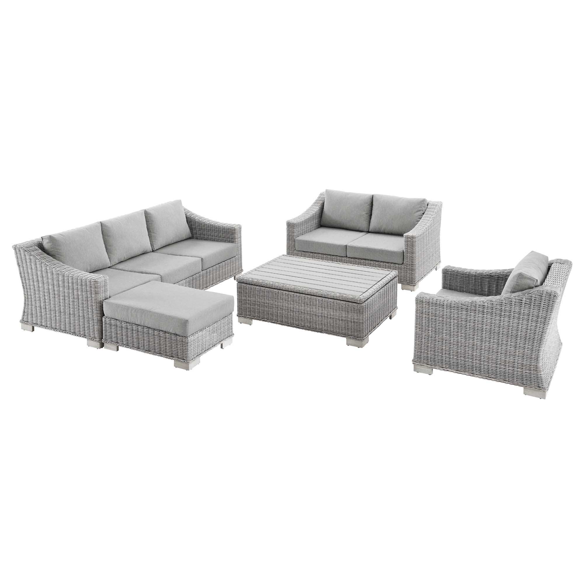 Conway 5-Piece Outdoor Patio Wicker Rattan Furniture Set by Modway - Best Buy Furniture